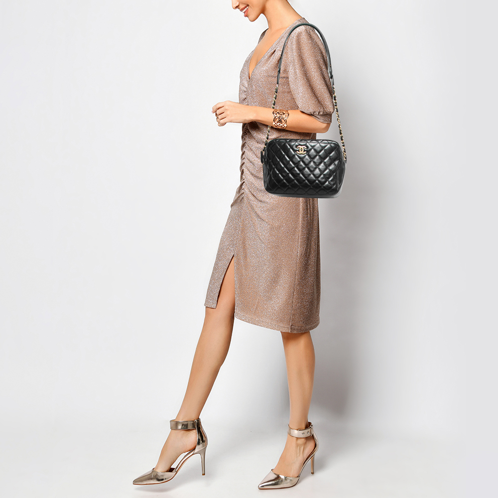 

Chanel Black Quilted Leather CC Camera Bag