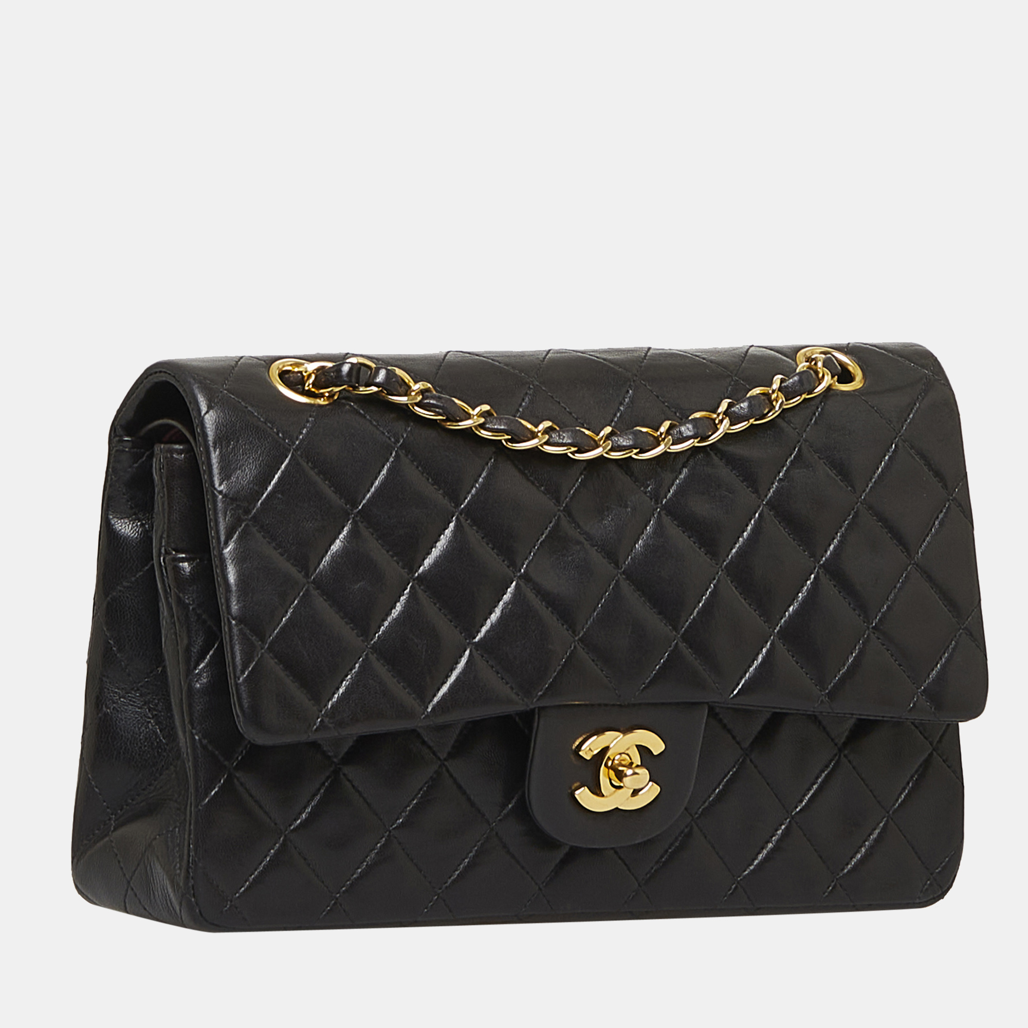 

Chanel Black Classic Medium Lambskin Double Flap Bag