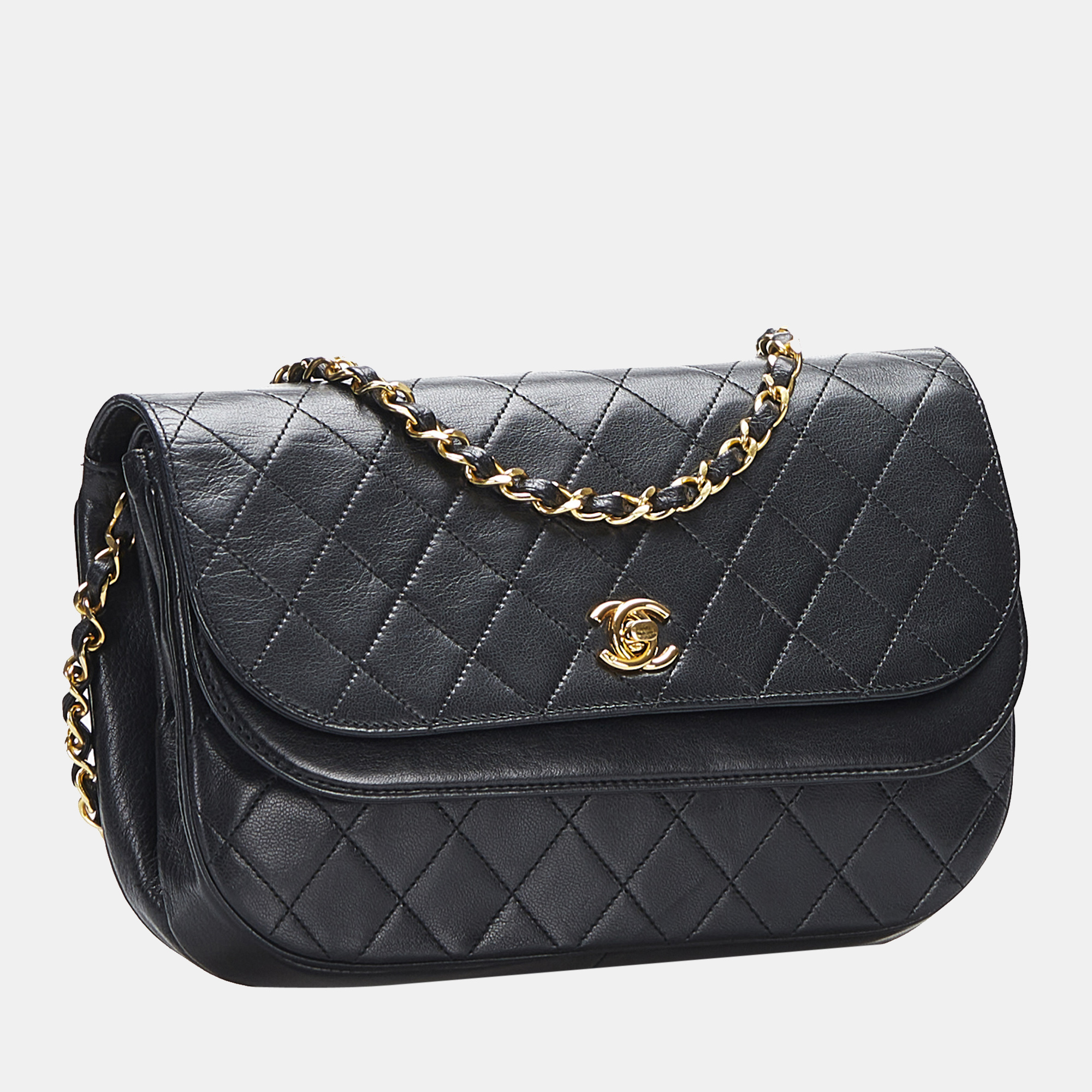 

Chanel Black Matelasse Half Moon Flap Bag