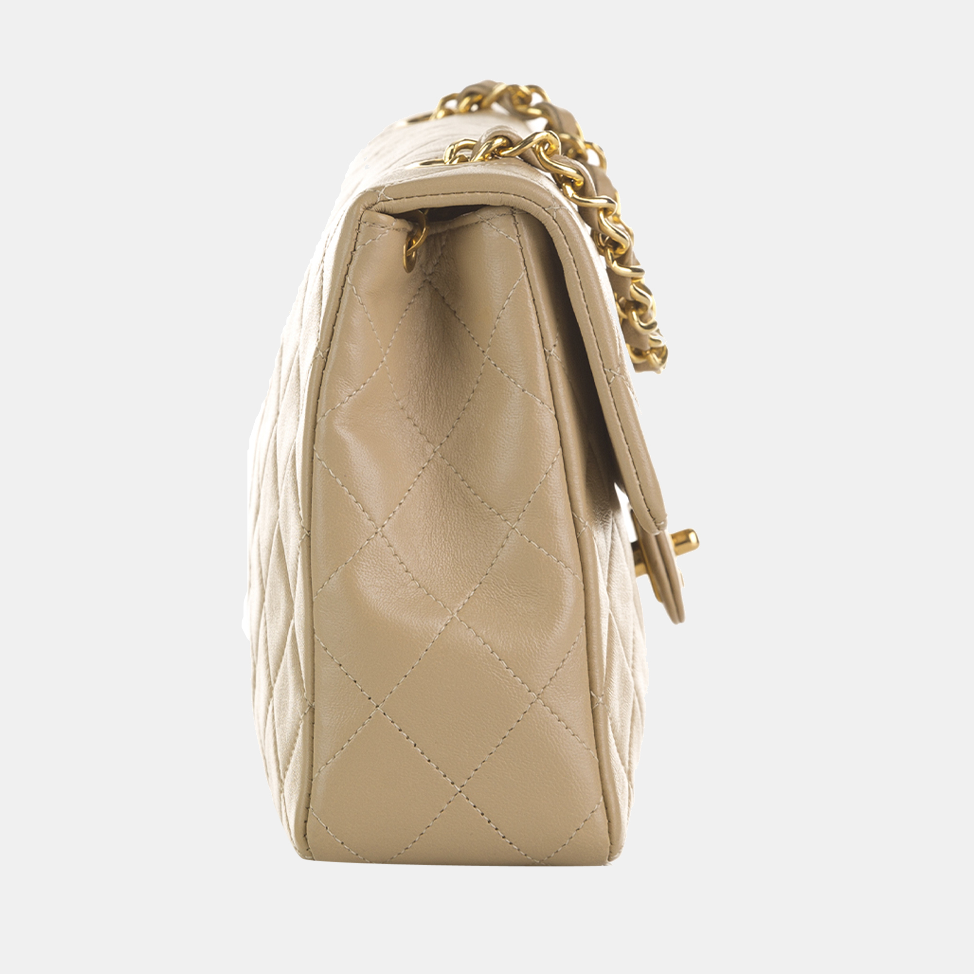 

Chanel Beige Mini Classic Square Lambskin Single Flap Bag