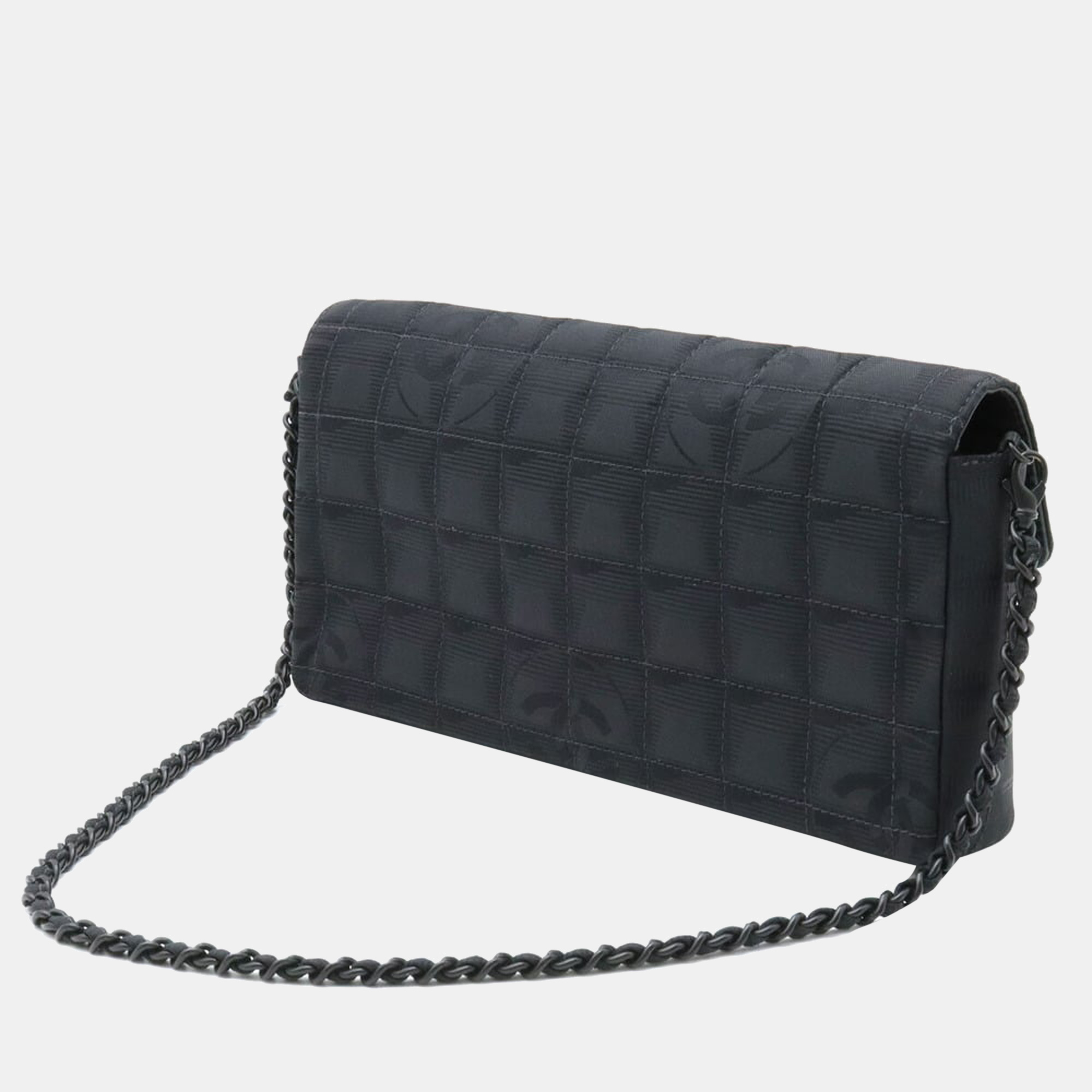 

Chanel Black Nylon Classic Medium Travel Ligne Single Flap Bag