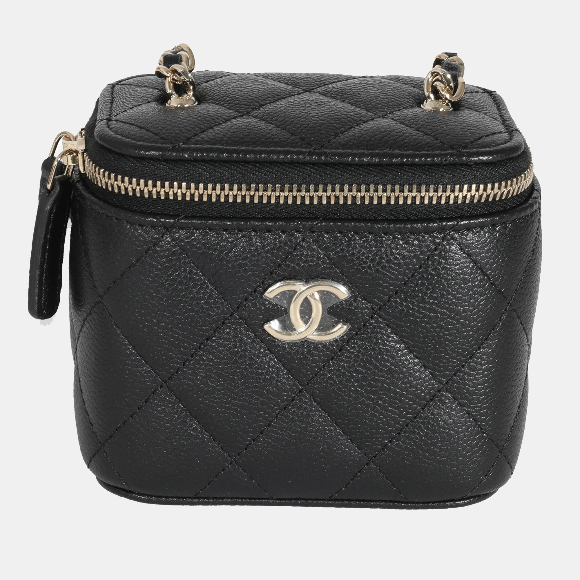 Chanel Black Mini Classic Caviar Vanity Case Leather ref.951597