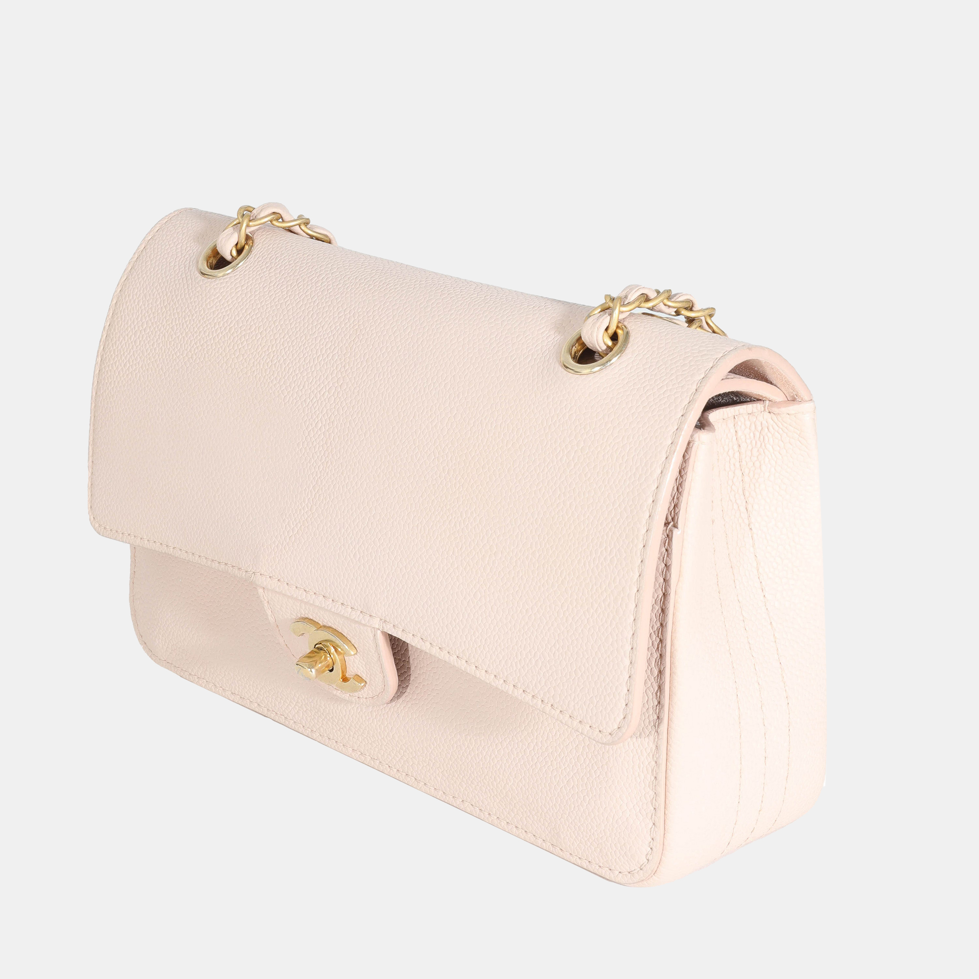 

Chanel Beige Caviar Leather Medium Classic Pure Double Flap Bag