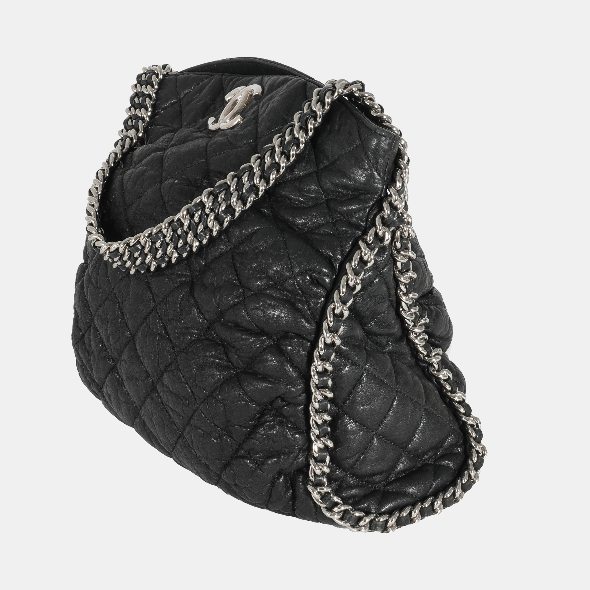 

Chanel Black Washed Lambskin Chain Around Hobo