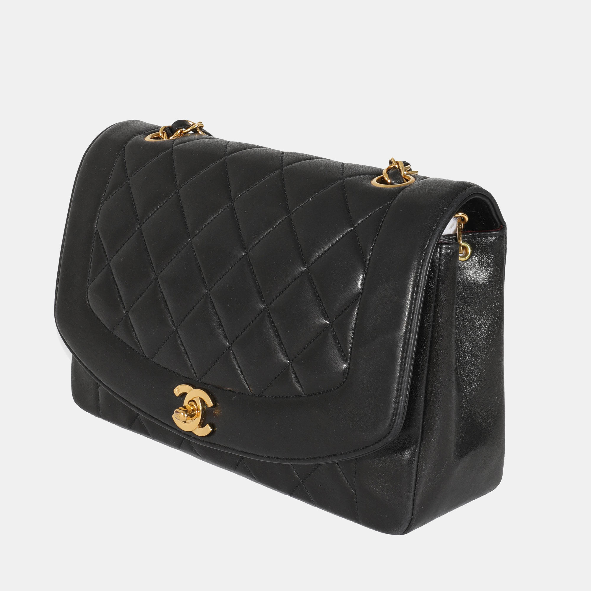 Chanel Vintage Black Quilted Lambskin Diana Flap Bag price in