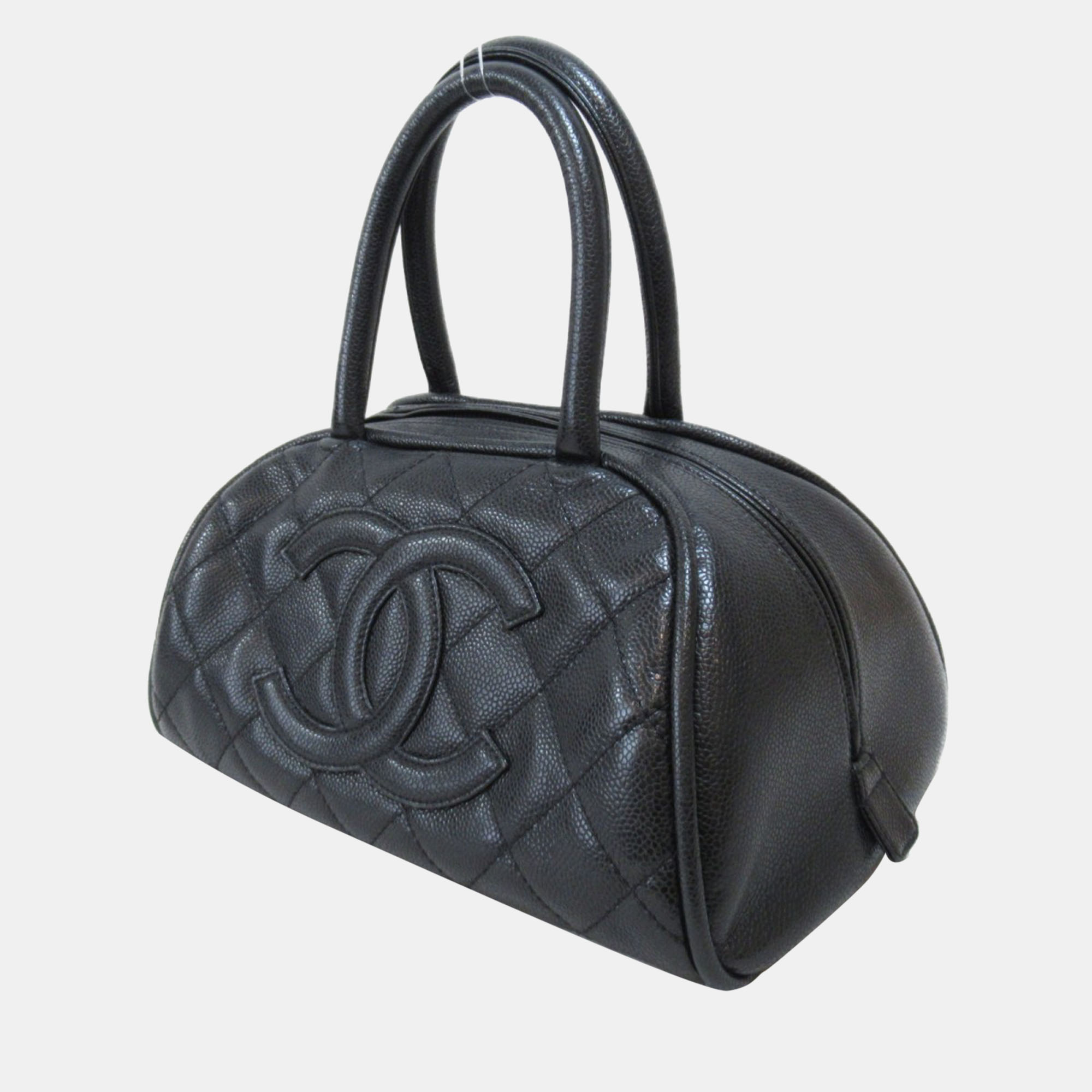 

Chanel Black CC Quilted Caviar CC Vintage Small Timeless Bowling Bag