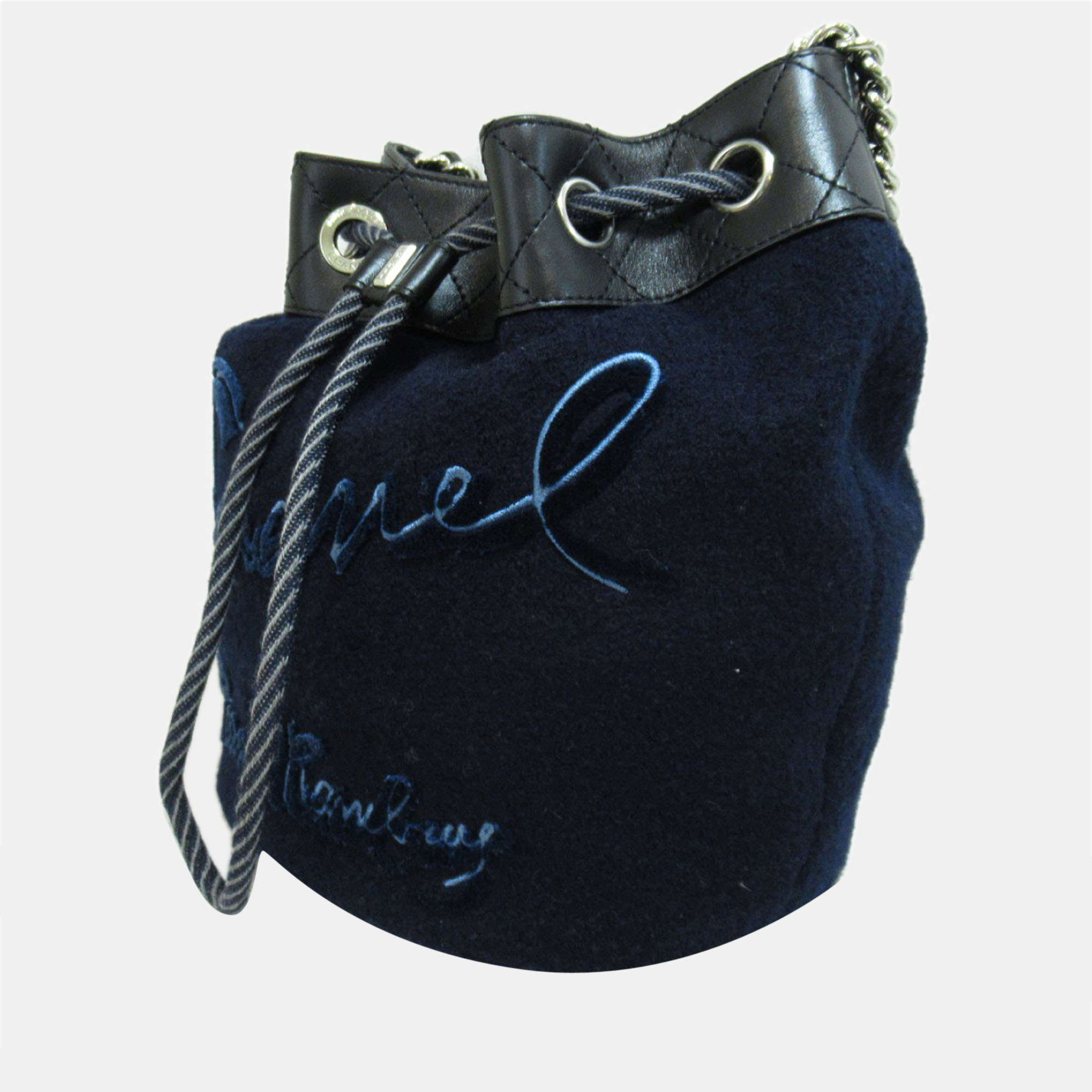 

Chanel Blue Canvas Wool Drawstring Bucket Bag