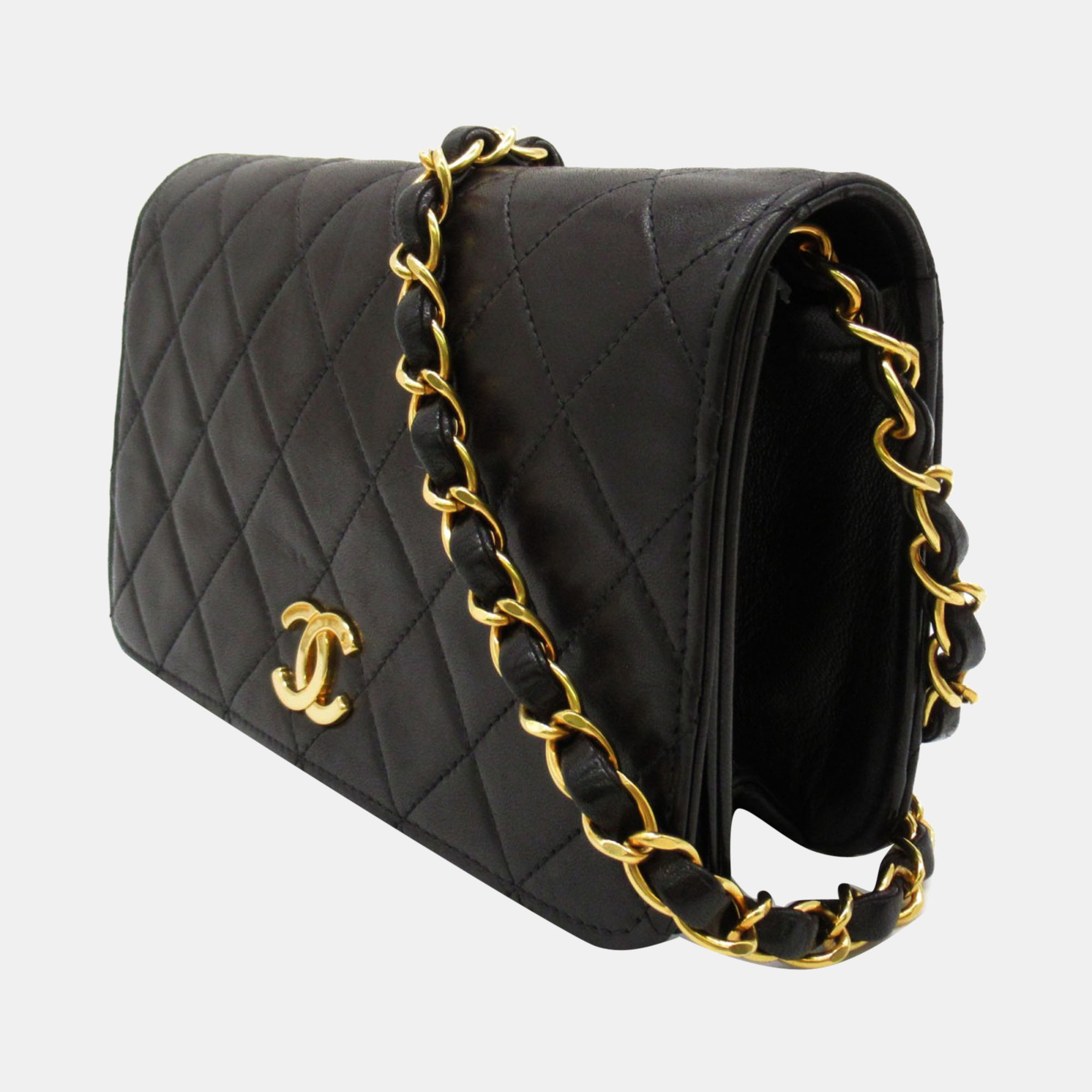 

Chanel Black Quilted Leather CC Full Flap Bag