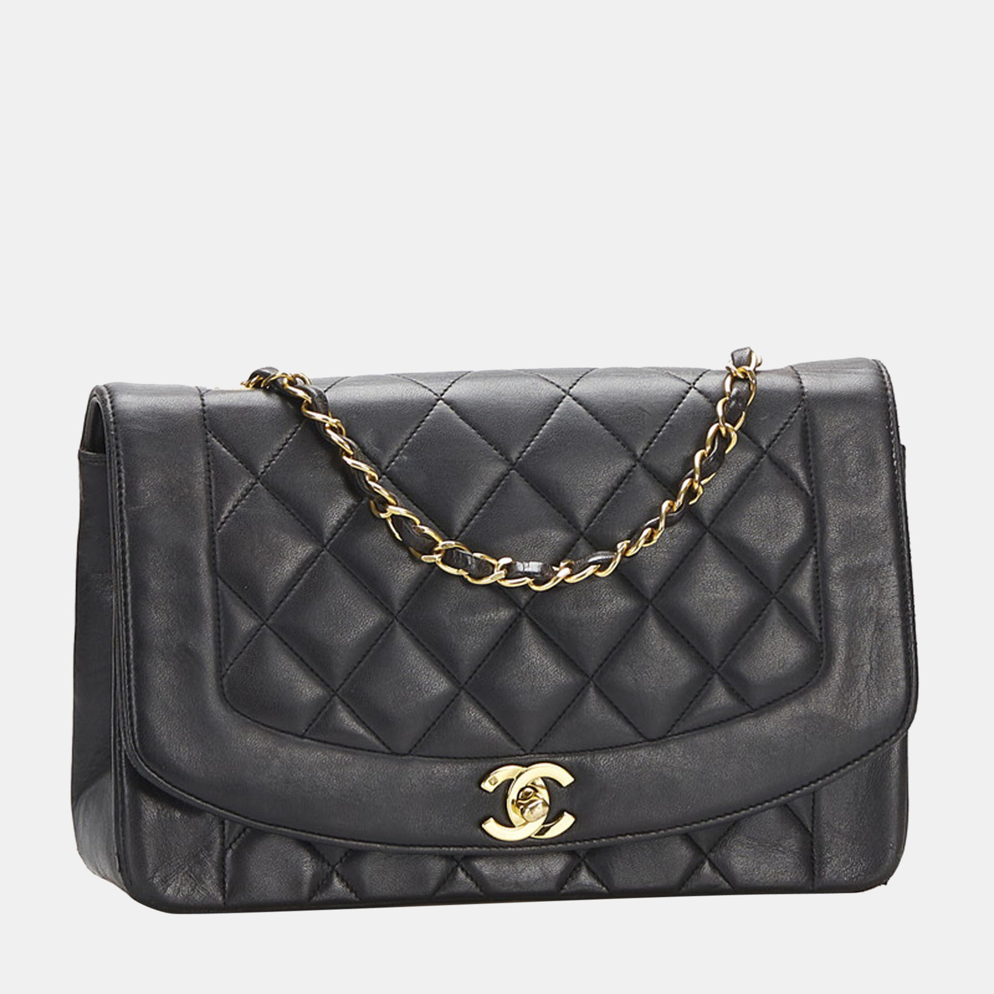 

Chanel Black Leather Diana Flap Crossbody Bag