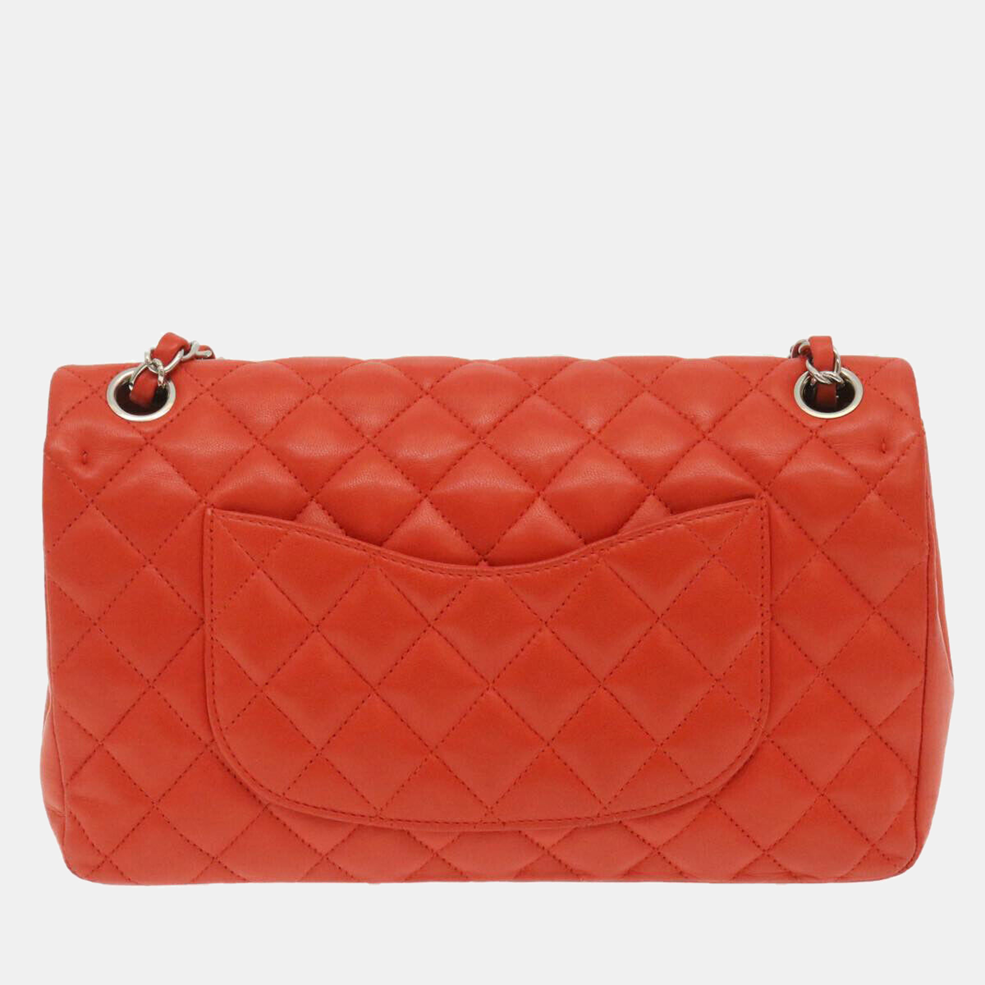 

Chanel Orange Lambskin Leather Classic Double Flap Shoulder Bags