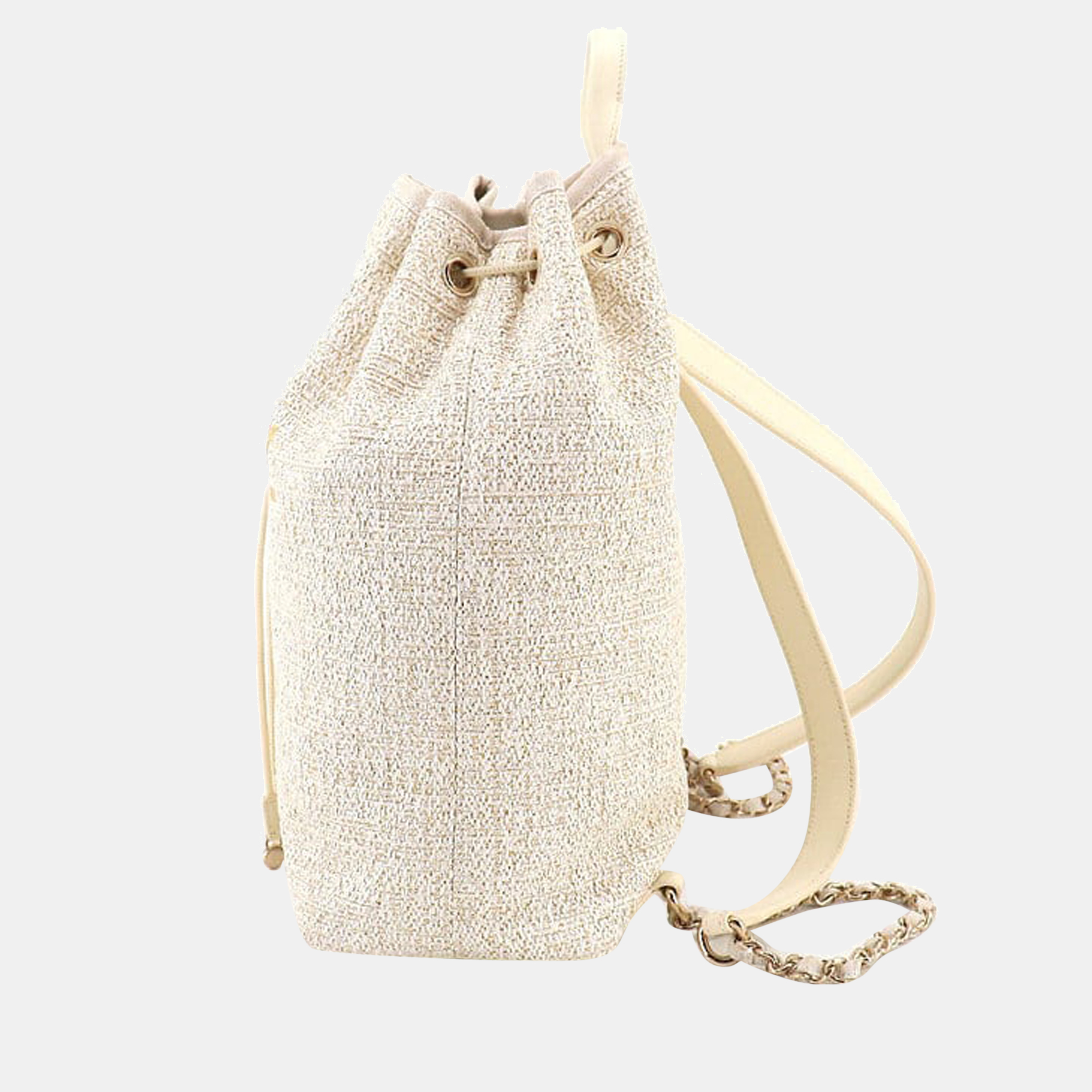 

Chanel White Tweed Deauville Drawstring Backpack