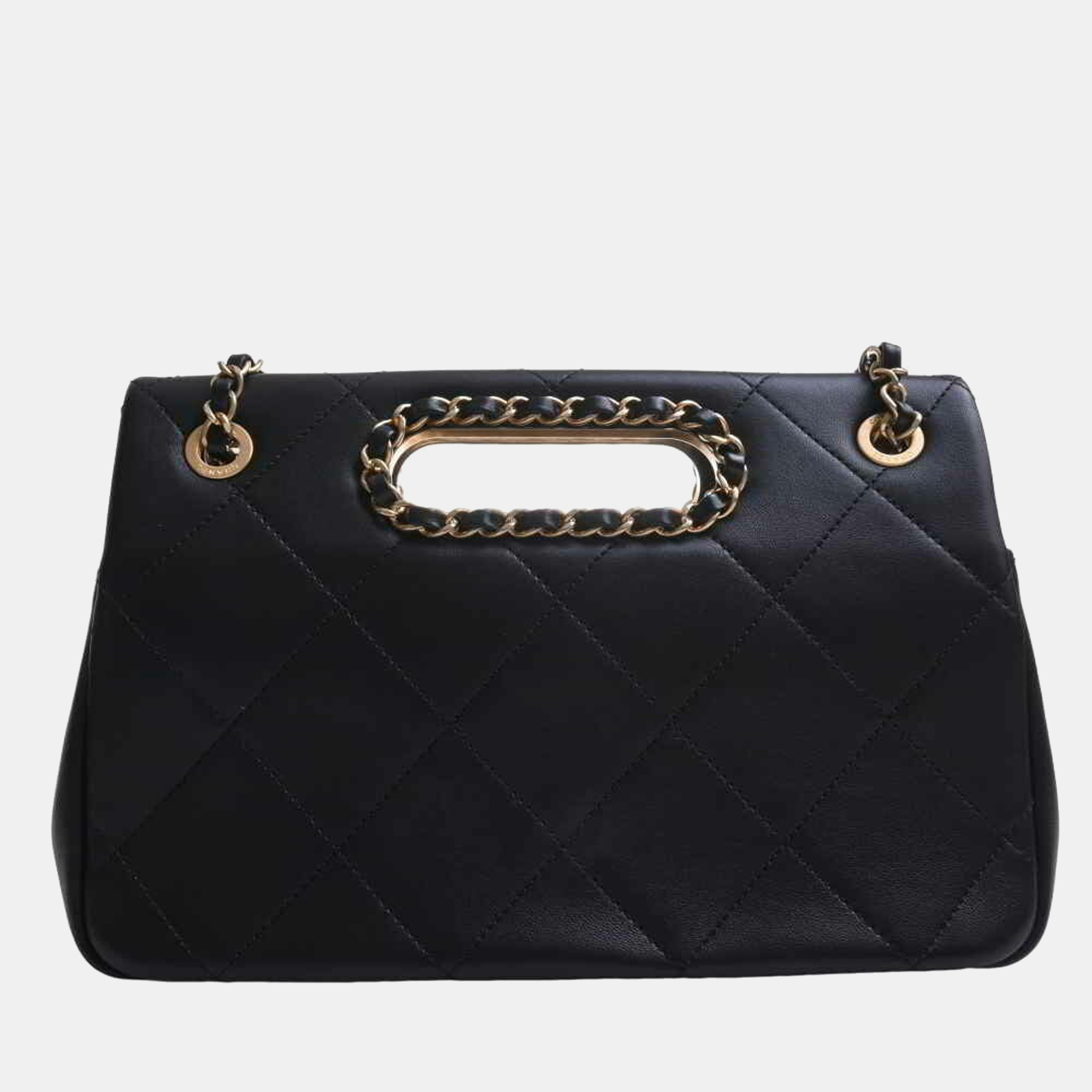 

Chanel Black Lamskin Leather A Real Catch Flap Shoulder Bag