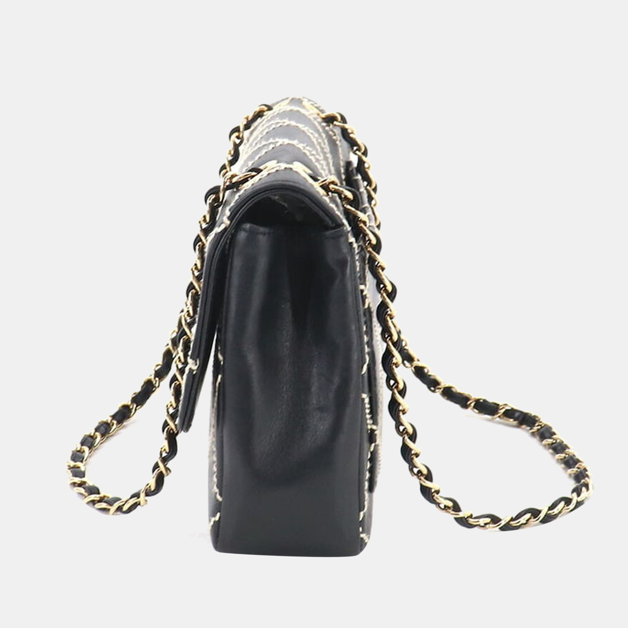 

Chanel Black Leather Vintage Wild Stitch Flap Shoulder Bag