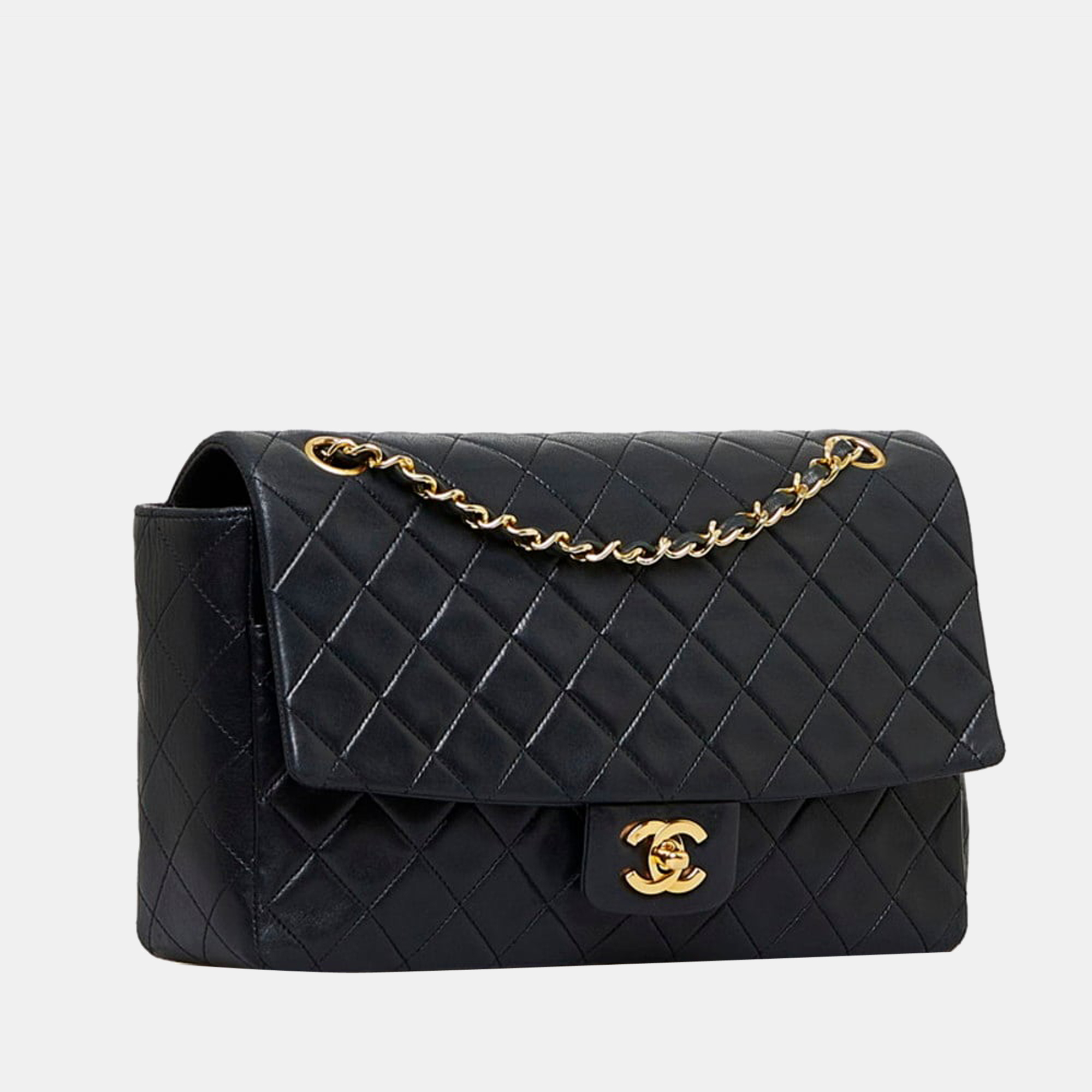 

Chanel Black Leather Classic Small Single Flap Shoulder Bag