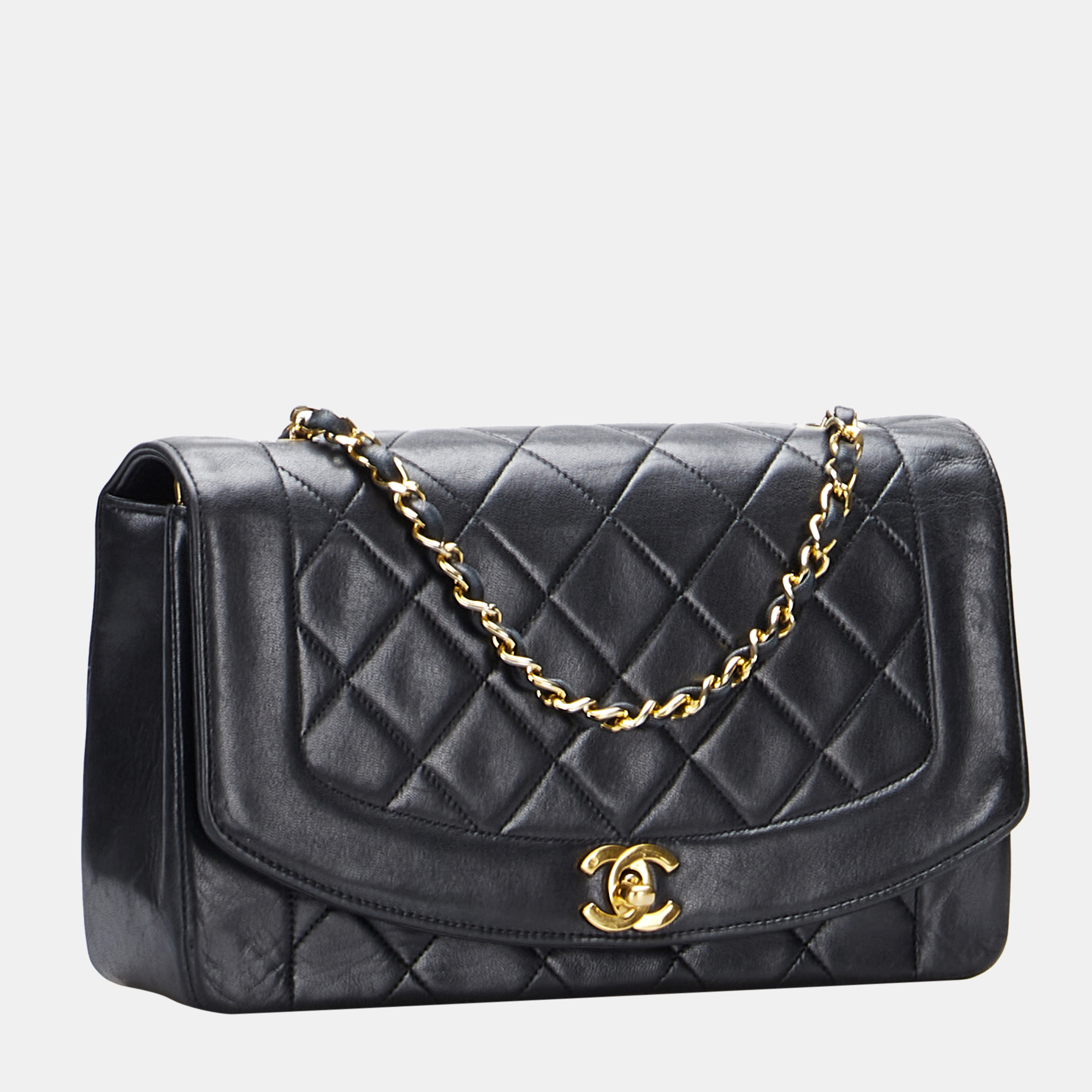 

Chanel Black Small Lambskin Diana Flap Bag