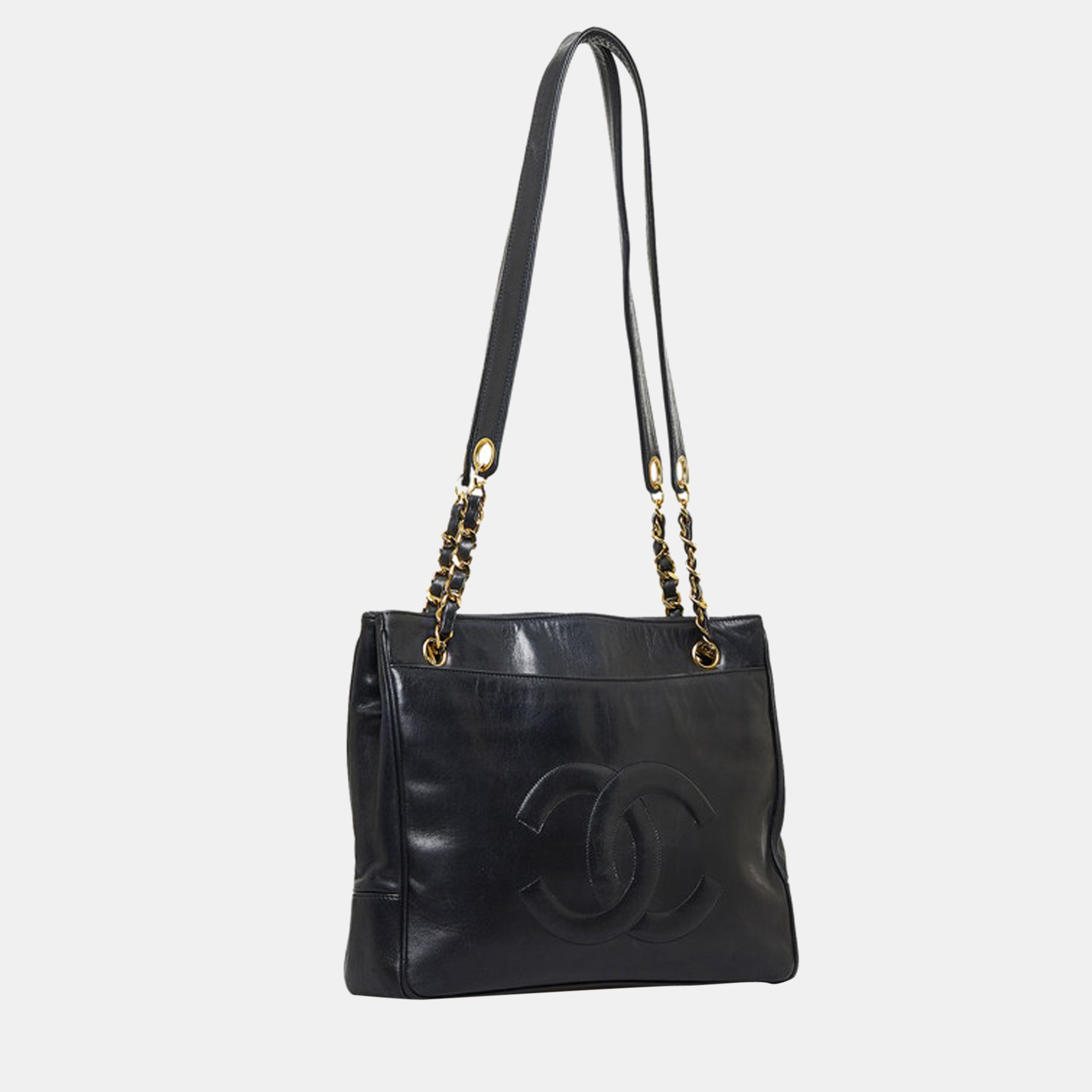 

Chanel Black Leather CC Timeless Chain Tote Bag