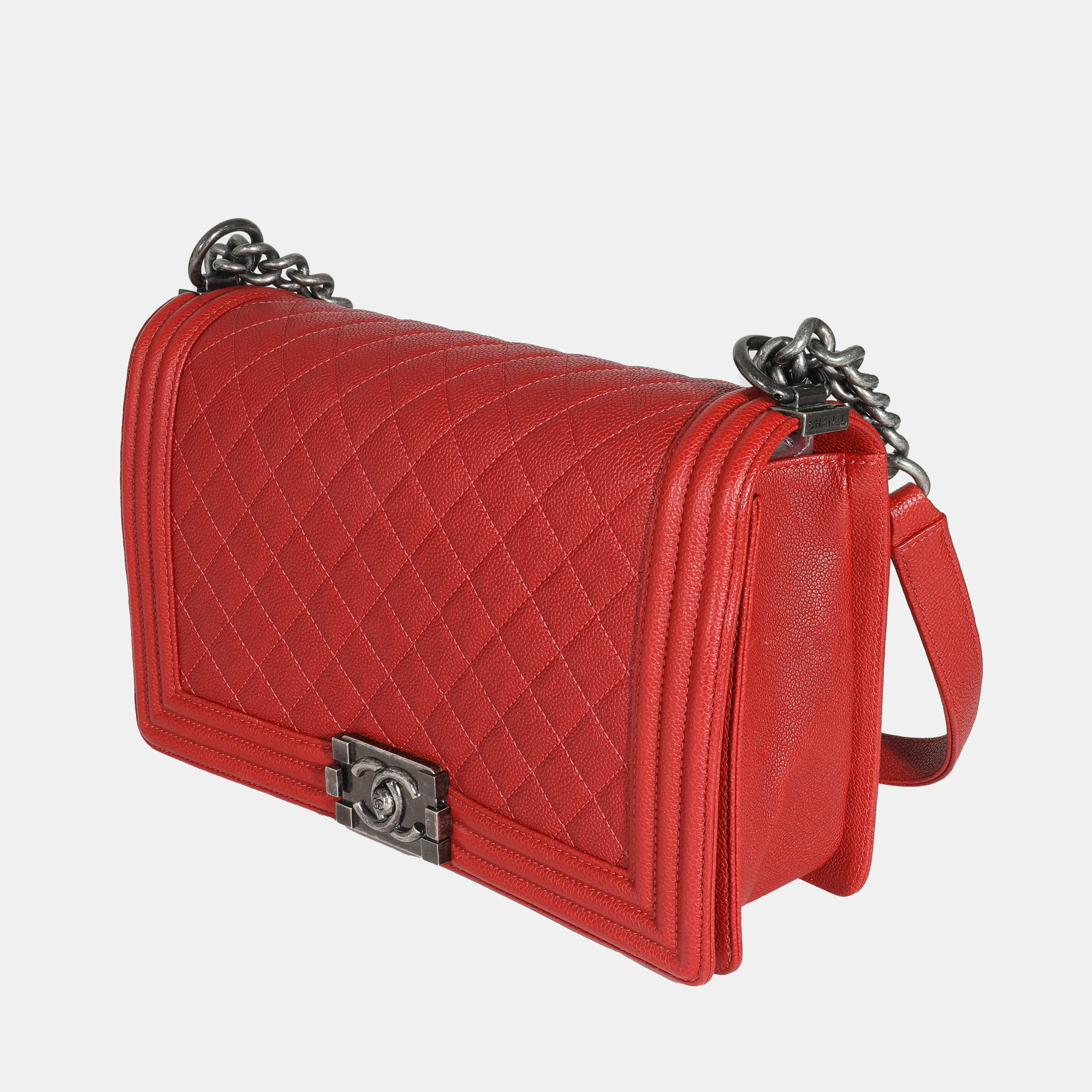 

Chanel Red Leather Medium Boy Shoulder Bag