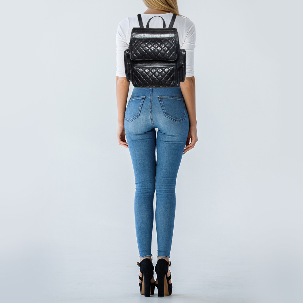 

Chanel Black Quilted Leather Casual Rock Backpack