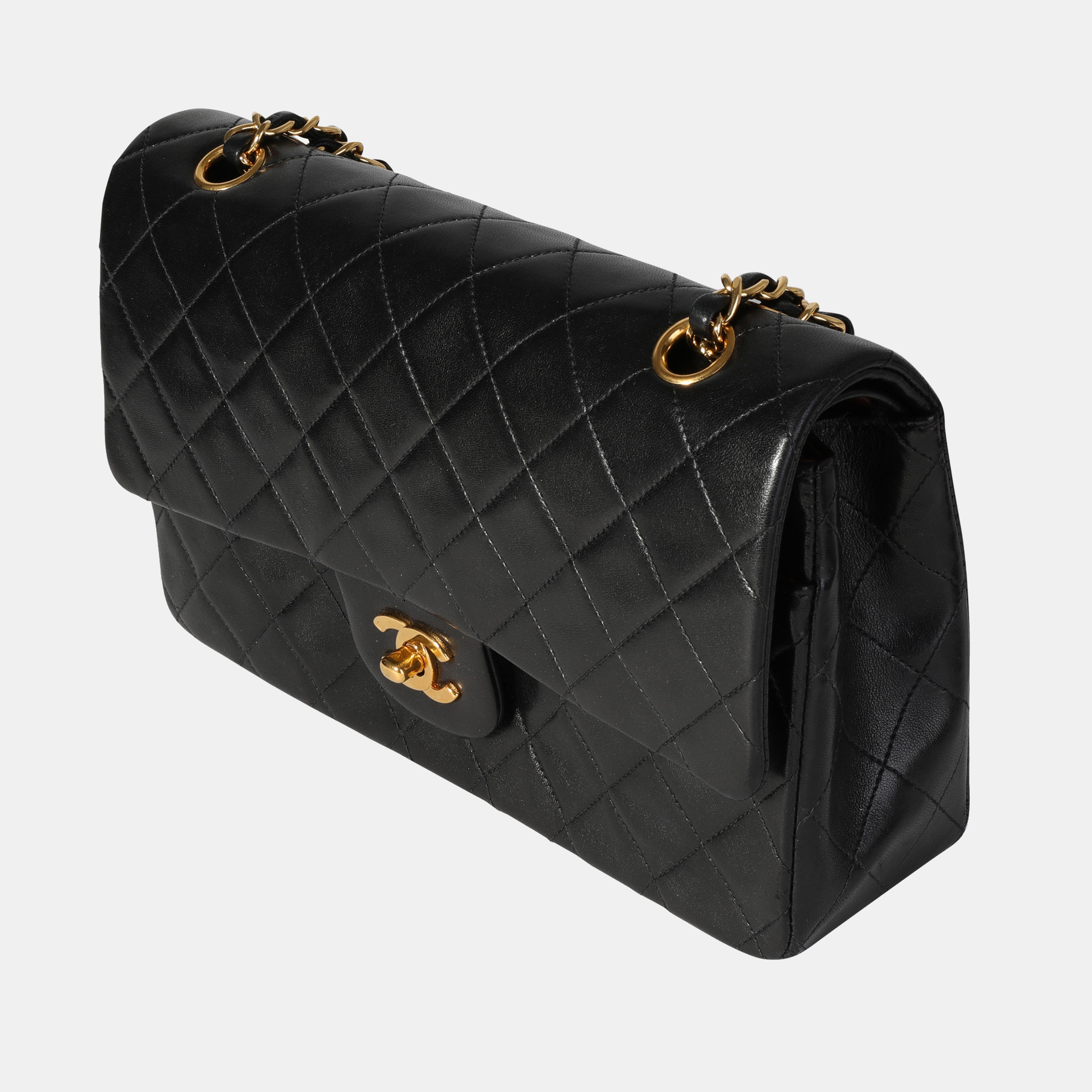 

Chanel Vintage Black Quilted Lambskin Classic Medium Double Flap