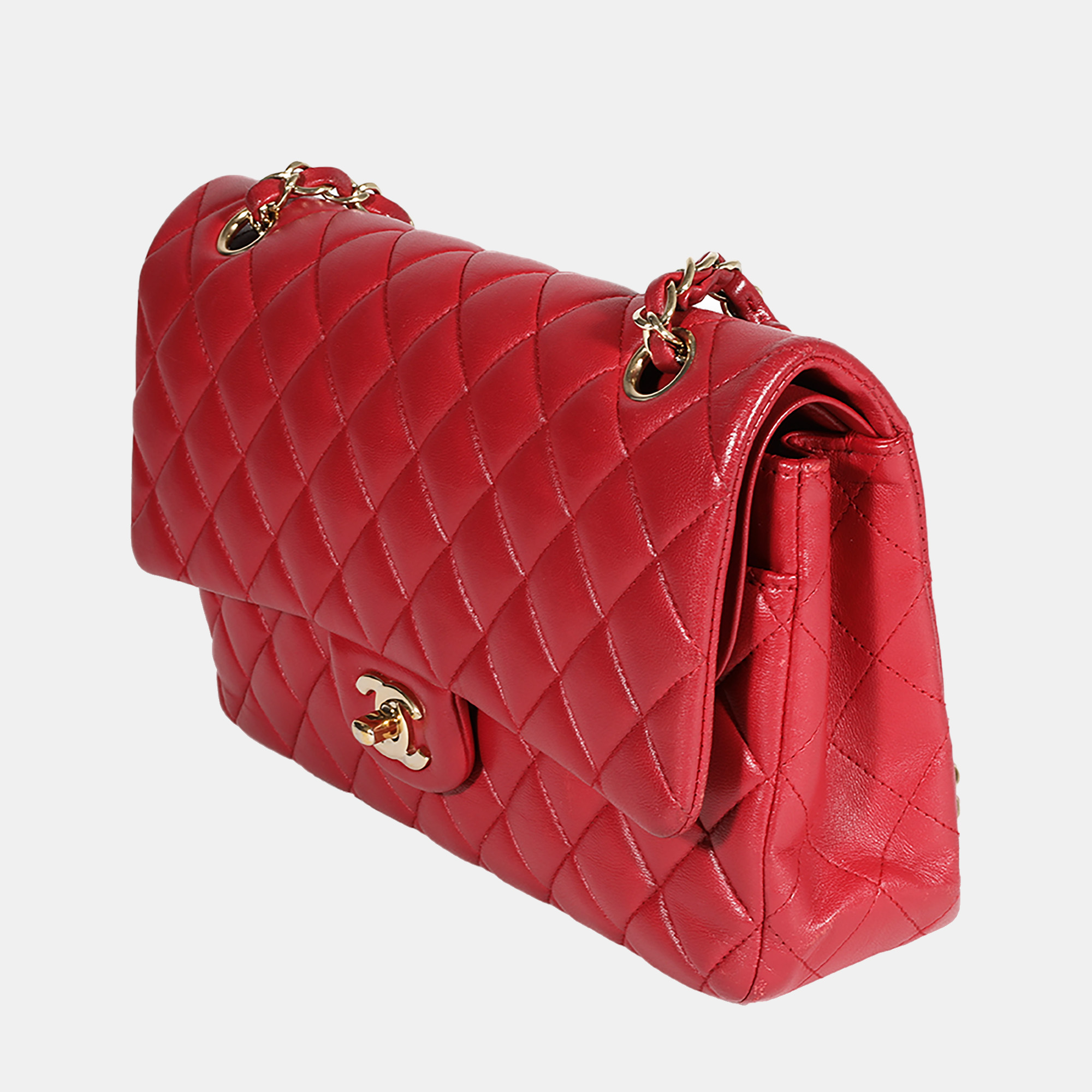 

Chanel Red Quilted Lambskin Medium Classic Double Flap Bag