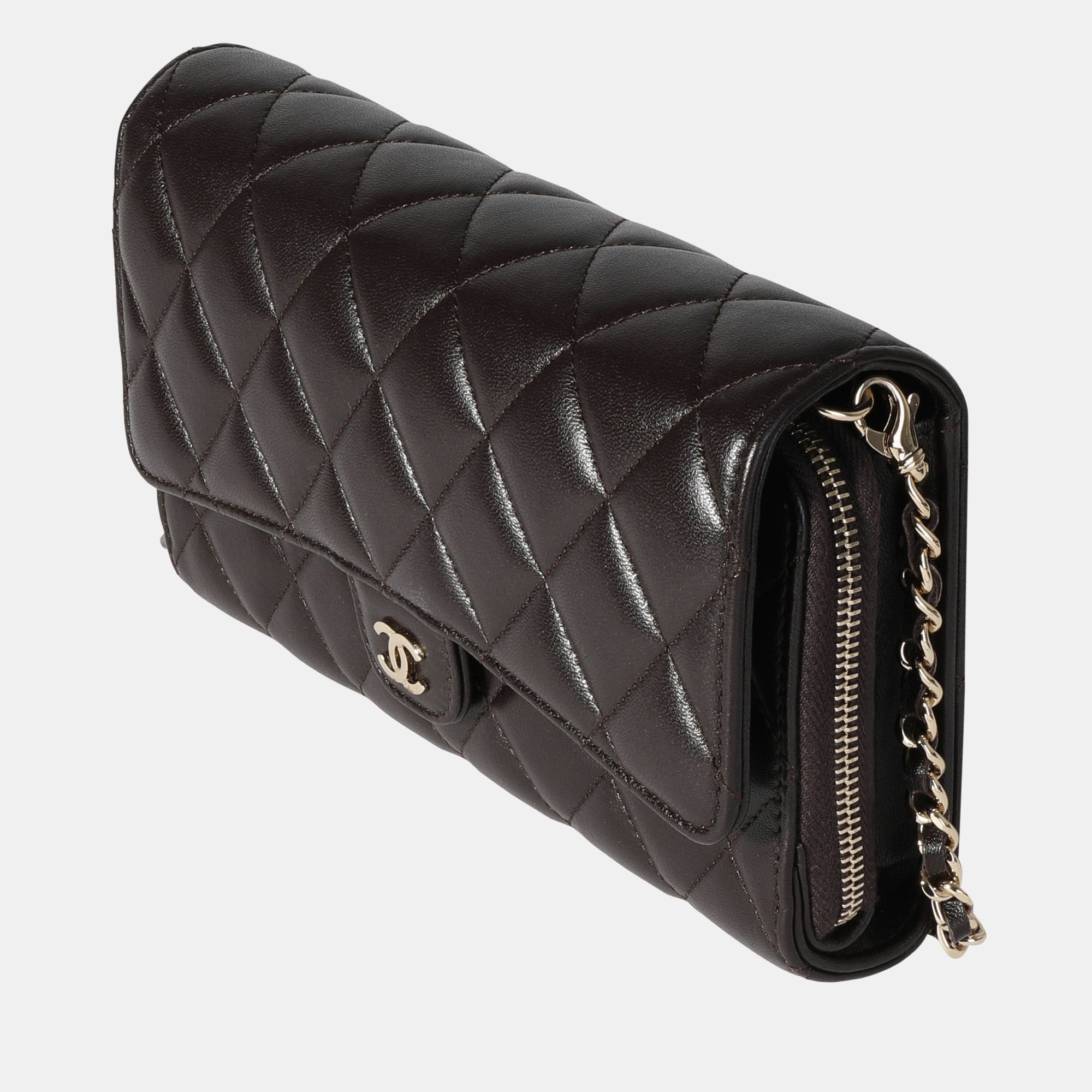 

Chanel Brown Quilted Lambskin Chain Wallet