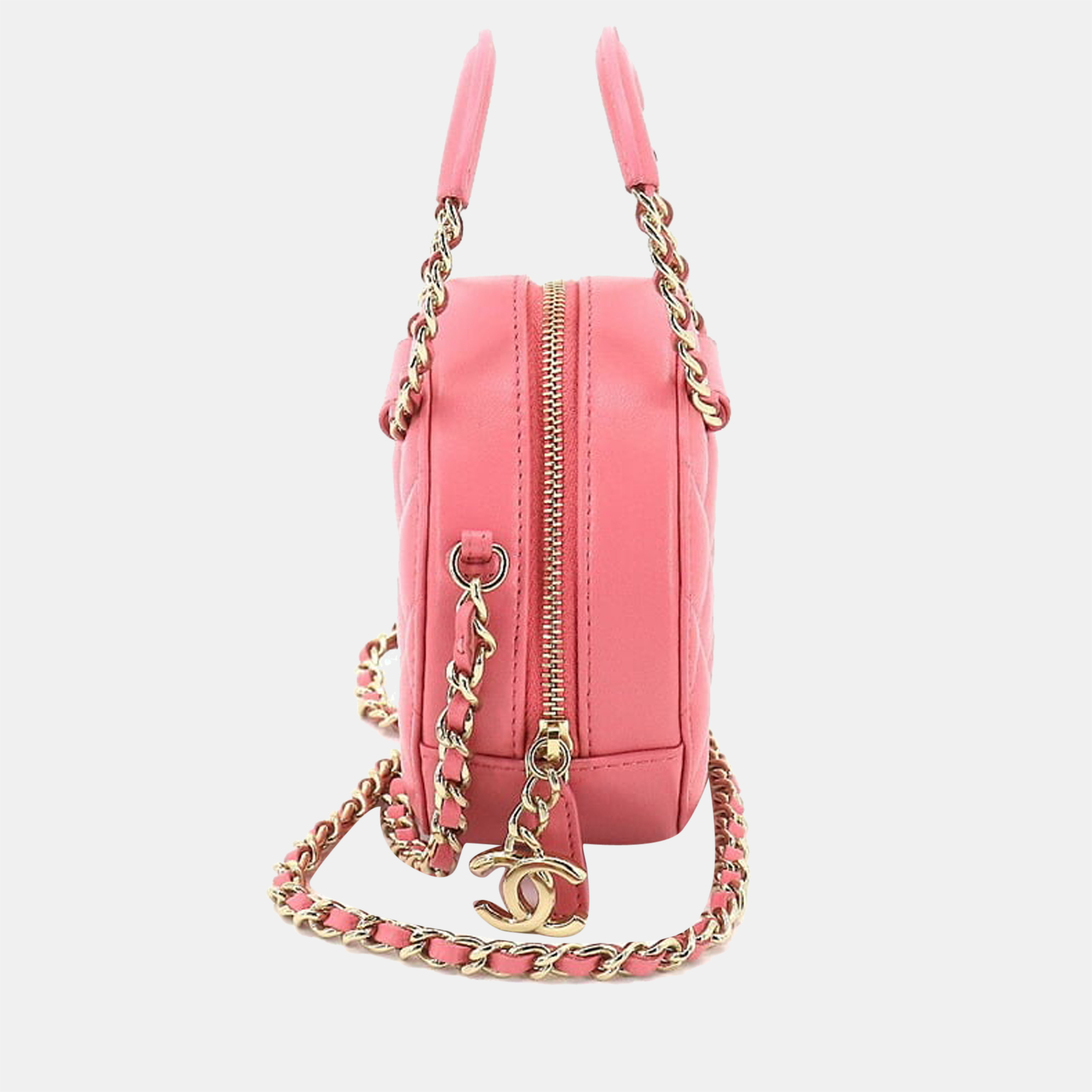 

Chanel Pink Leather Round CC Top Handle Bag