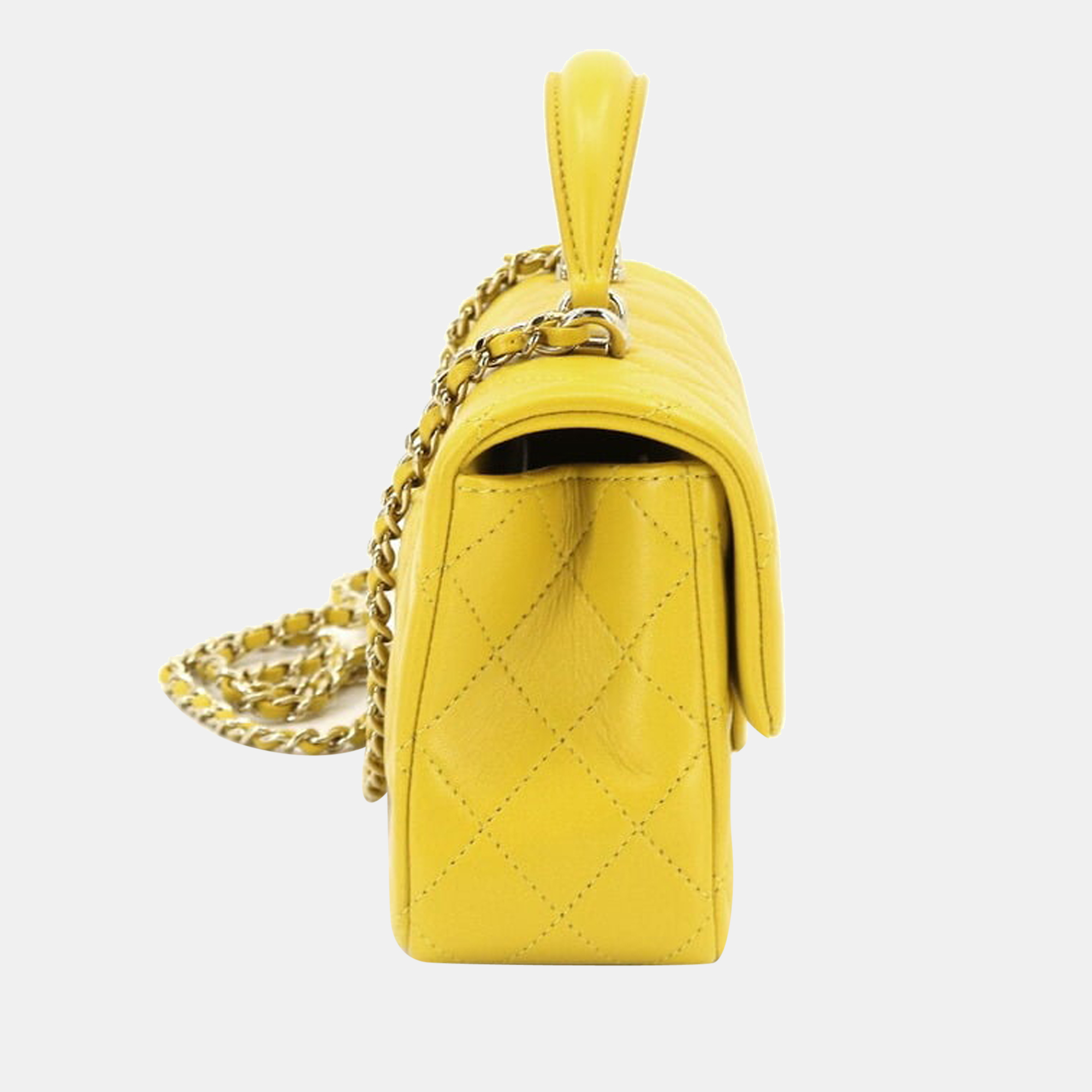 

Chanel Yellow Leather Mini CC Timeless Flap Top Handle Bag