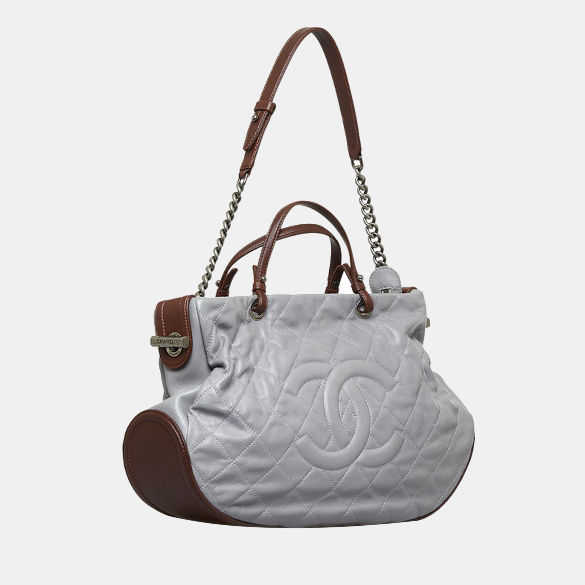 

Chanel Grey Quilted Leather CC Shoulder Bag