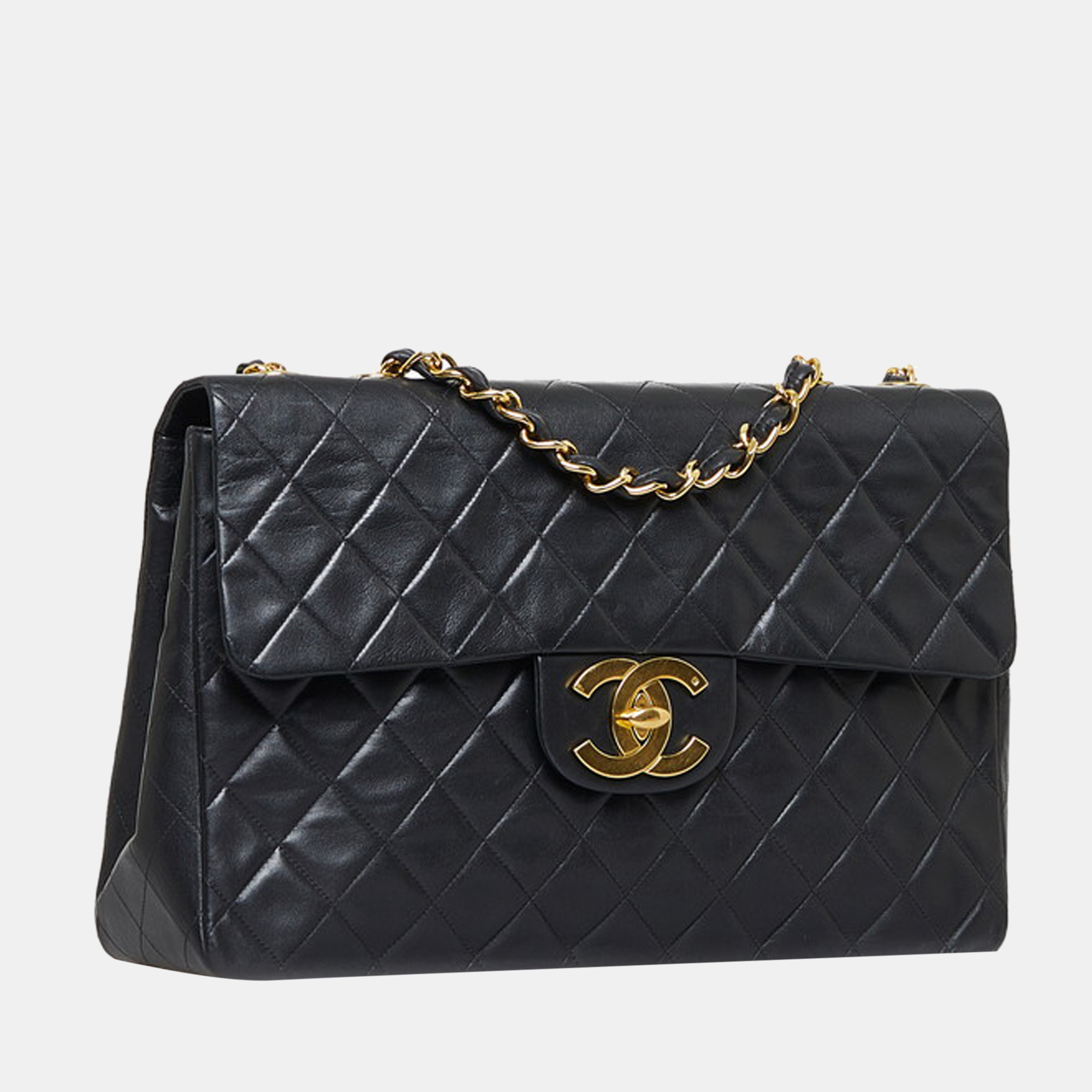 

Chanel Black Leather Vintage Maxi Classic Single Flap Bag