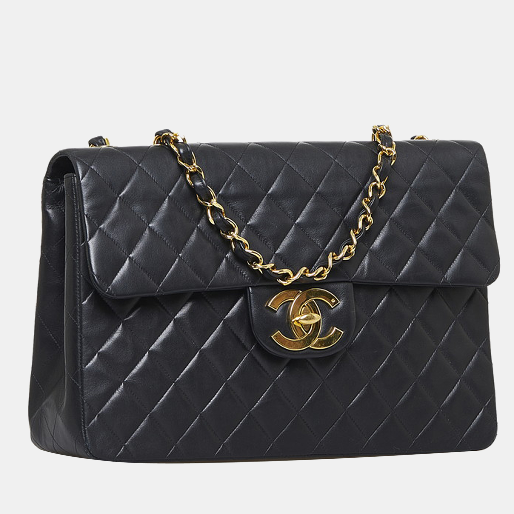 

Chanel Black Leather Vintage Maxi Classic Single Flap Bag