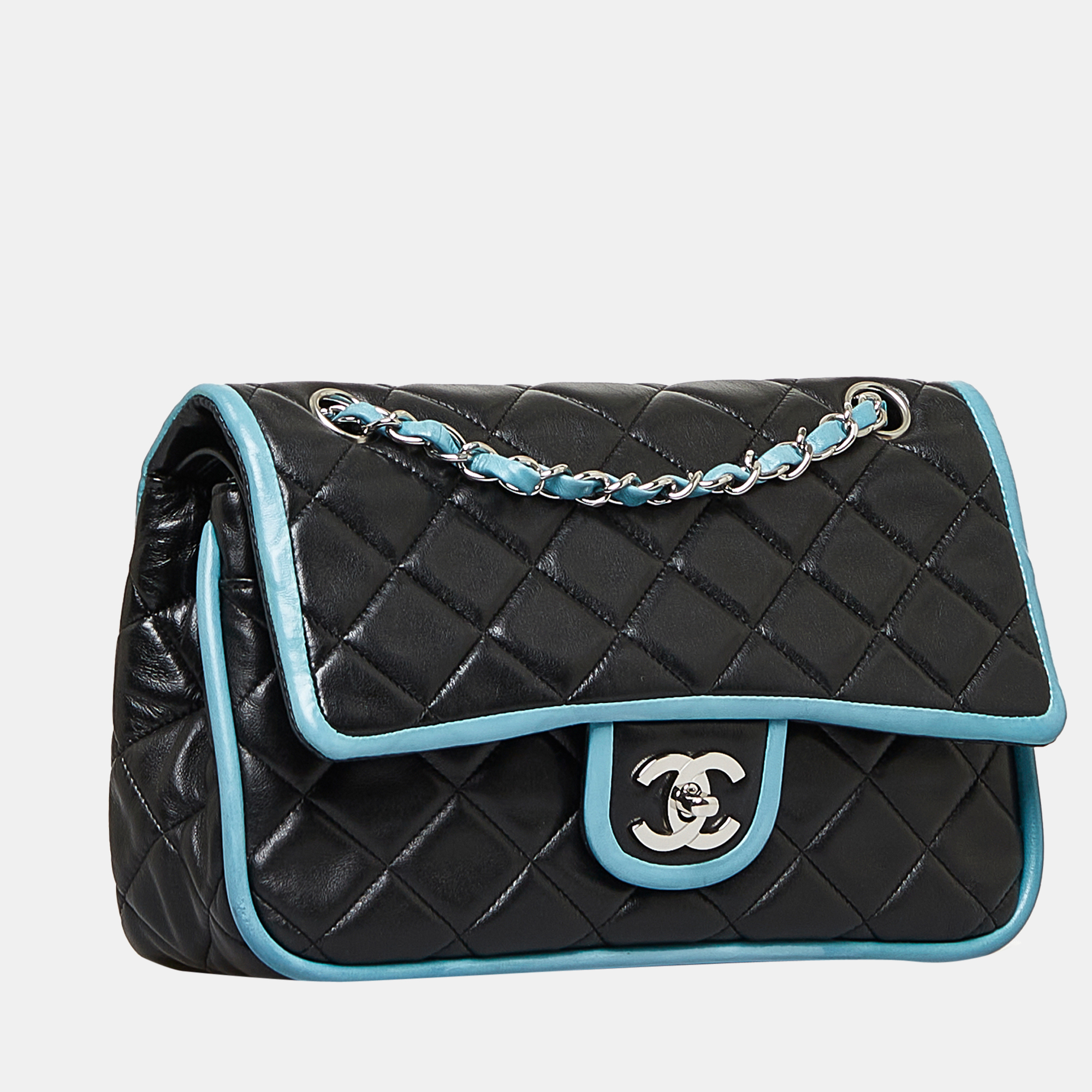 

Chanel Black/Blue Medium Classic Lambskin Bicolor Double Flap