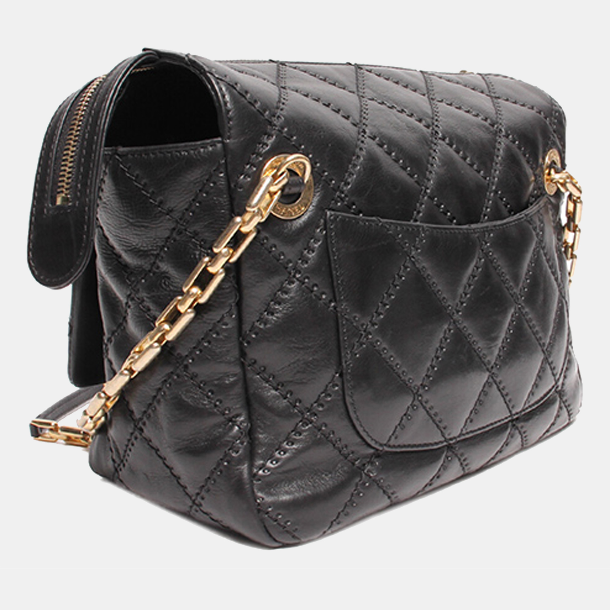 

Chanel Black Lambskin Leather CC flap shoulder Bag