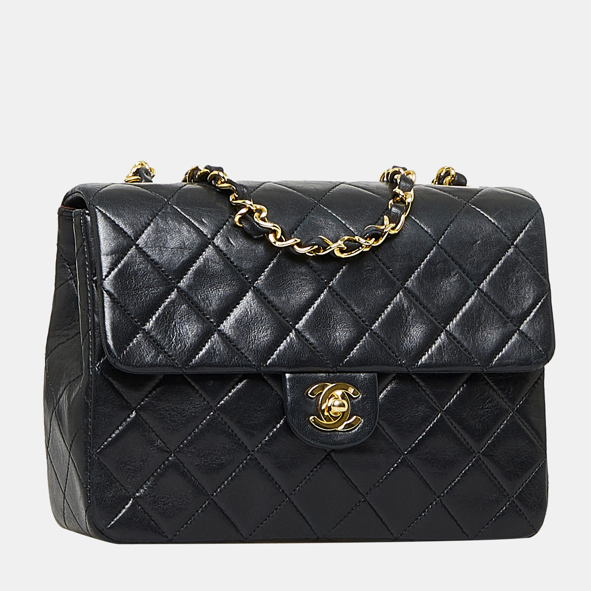 

Chanel Black Mini Classic Square Lambskin Single Flap Bag