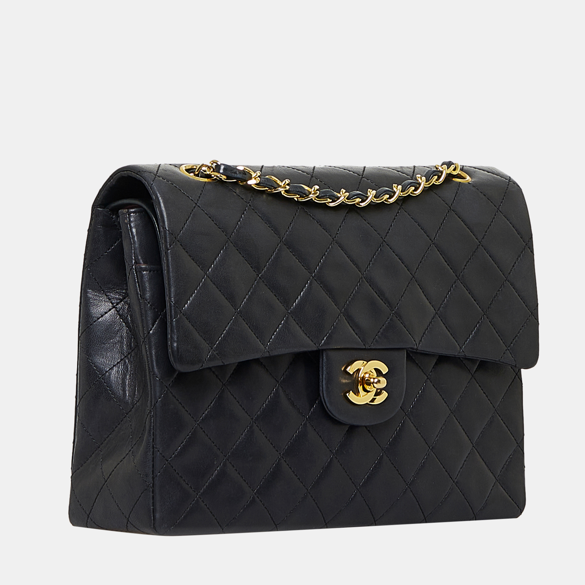 

Chanel Black Medium Tall Classic Lambskin Double Flap