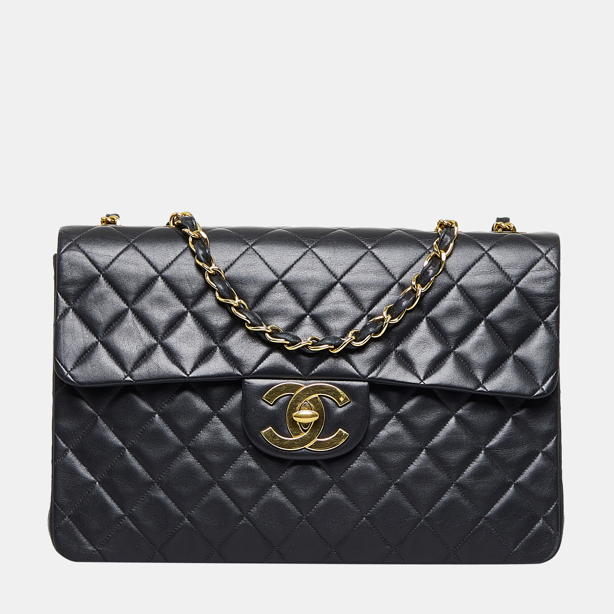 

Chanel Black Lambskin Leather Maxi Single Flap Bag
