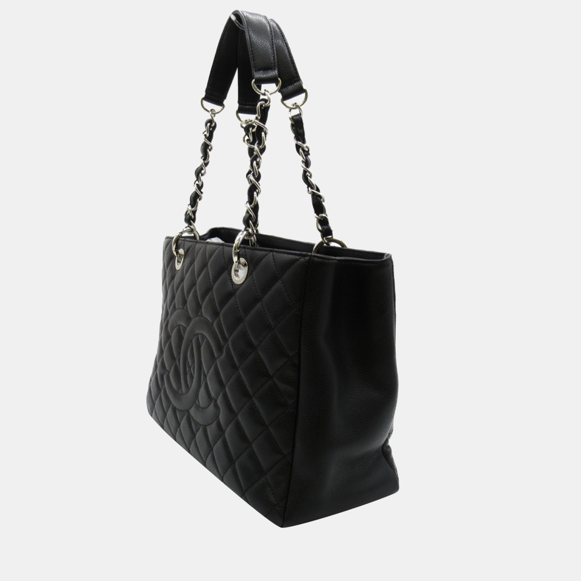 

Chanel Black CC Quilted Caviar Chain Tote Bag