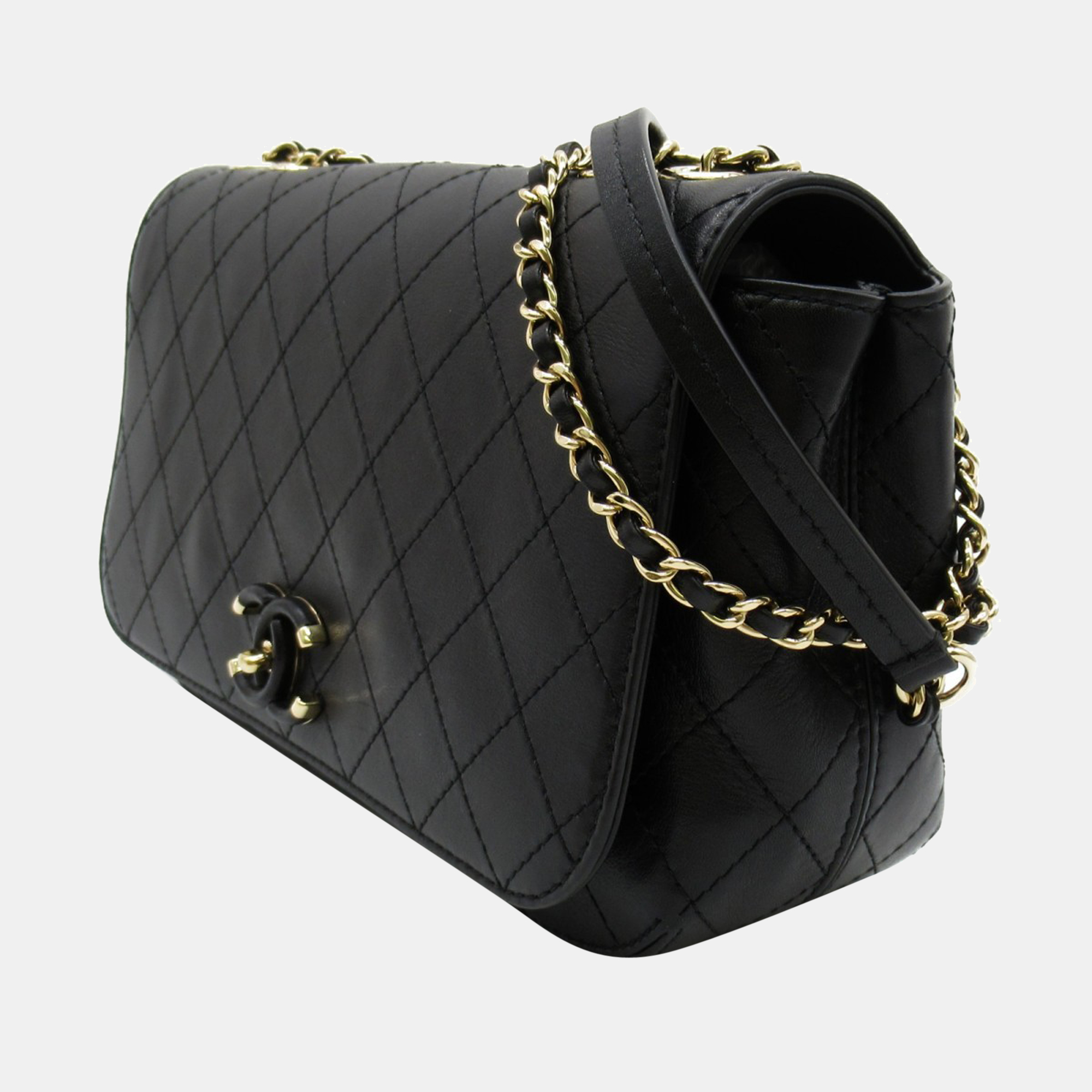 

Chanel Black CC Quilted Leather Full Flap Bag