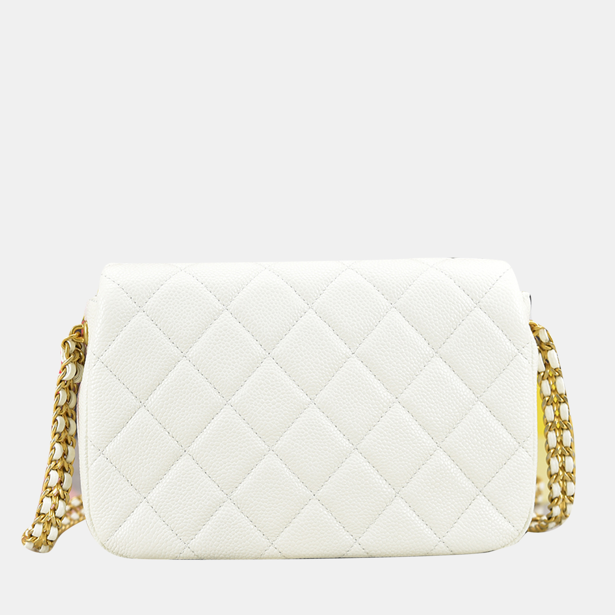 

Chanel White Mini Quilted Caviar Single Flap Bag Shoulder Bag