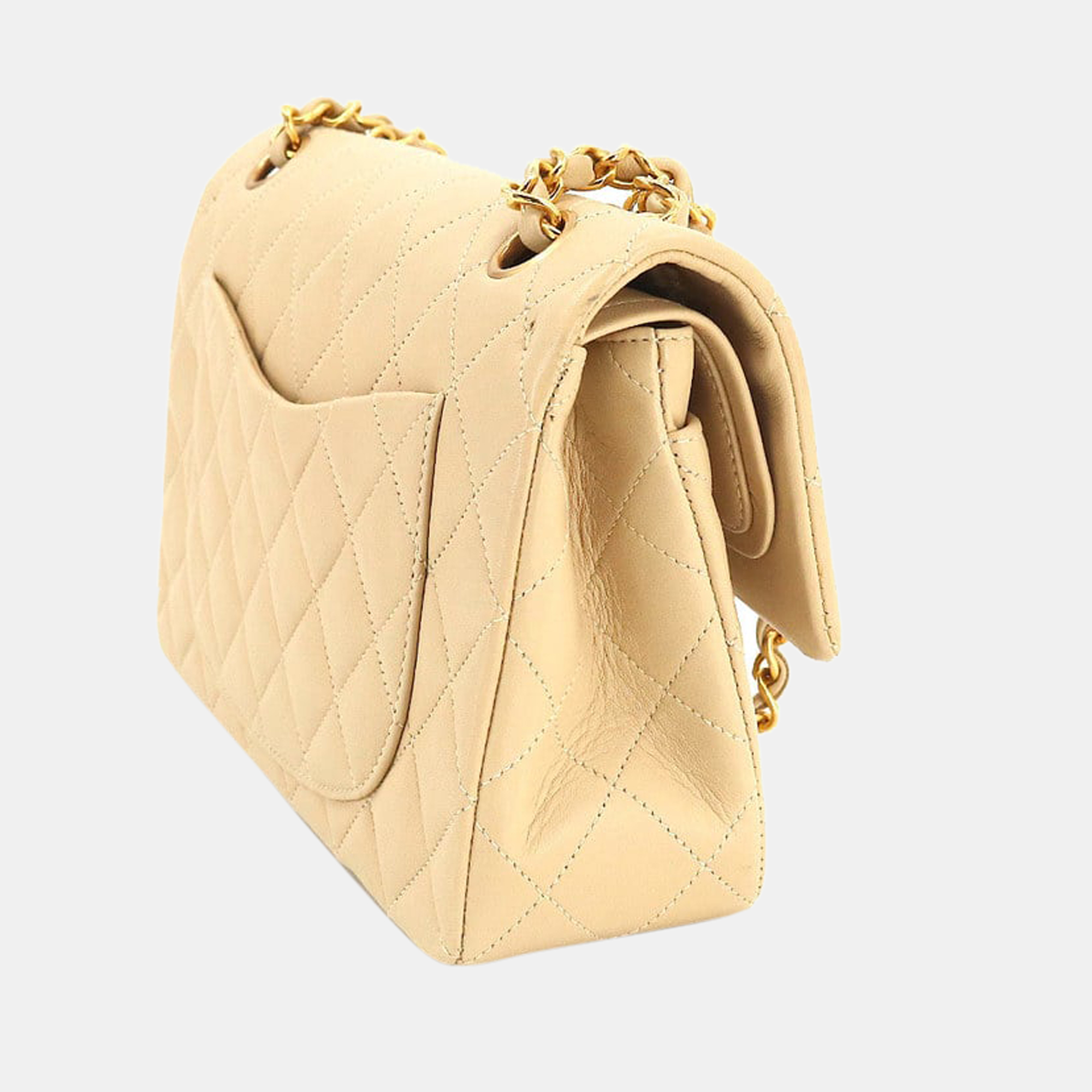 

Chanel Beige Leather Small Classic Double Flap Shoulder Bag