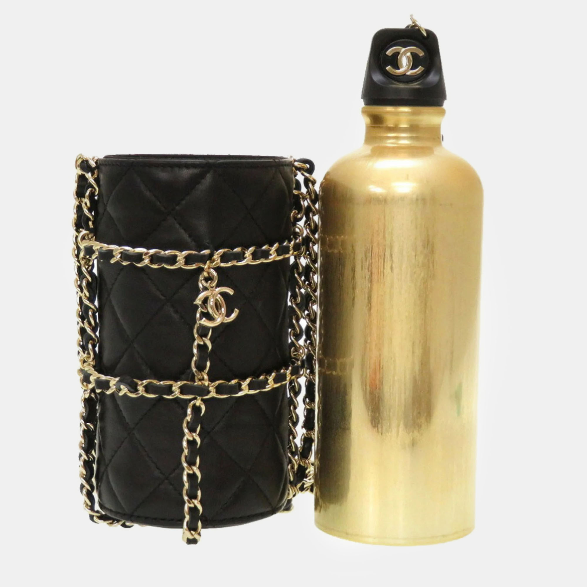 

Chanel Black Quilted Leather Water Bottle Bag