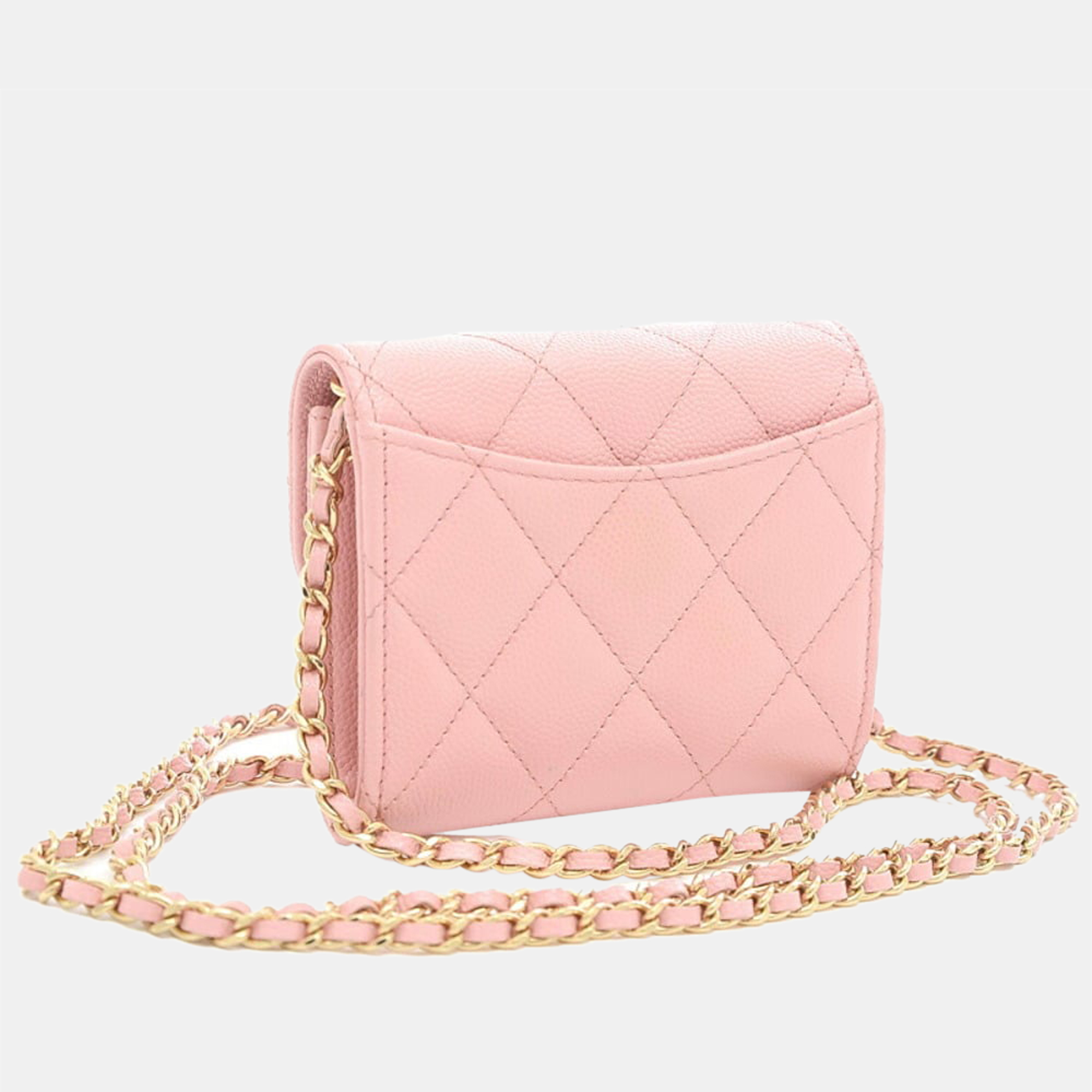 

Chanel Pink Quilted Leather Mini CC Wallet on Chain