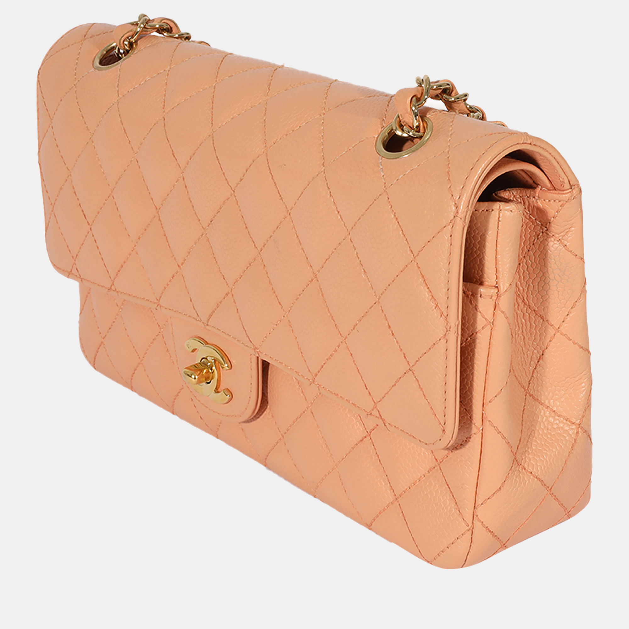 

Chanel Pink Quilted Caviar Classic Medium Double Flap Bag