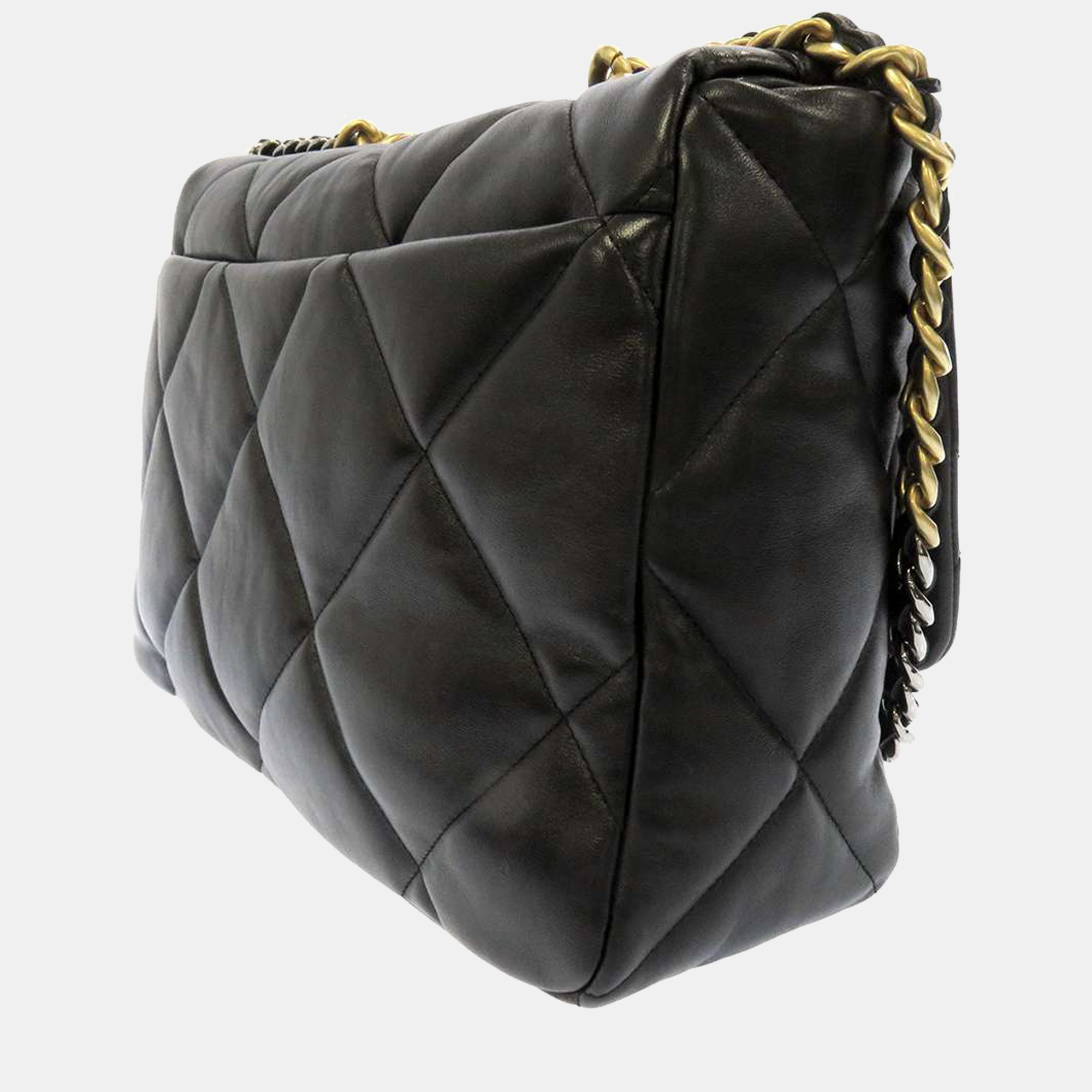 

Chanel Black Lambskin Leather Maxi 19 Flap Bag