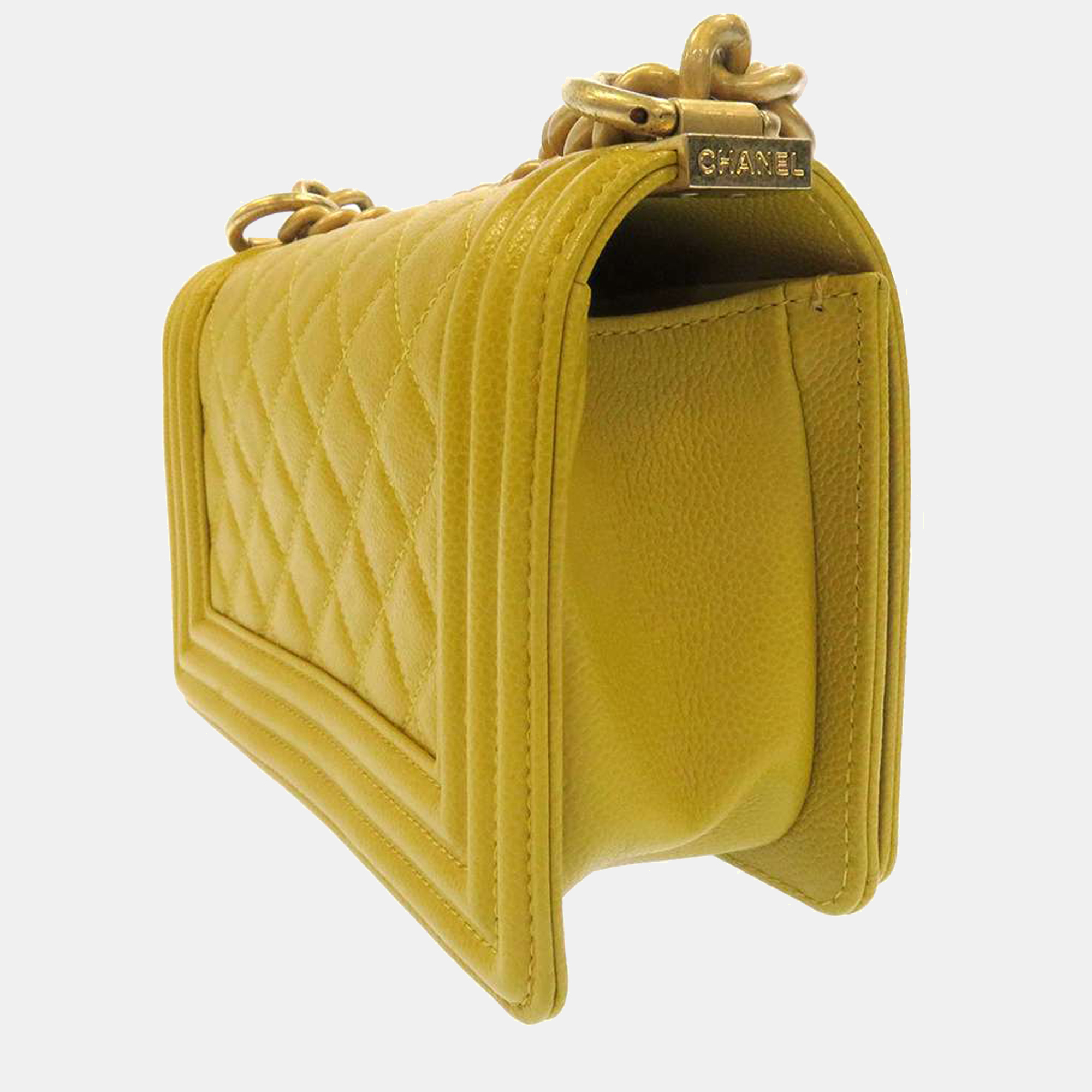 

Chanel Yellow Caviar Leather Small Boy Flap Bag