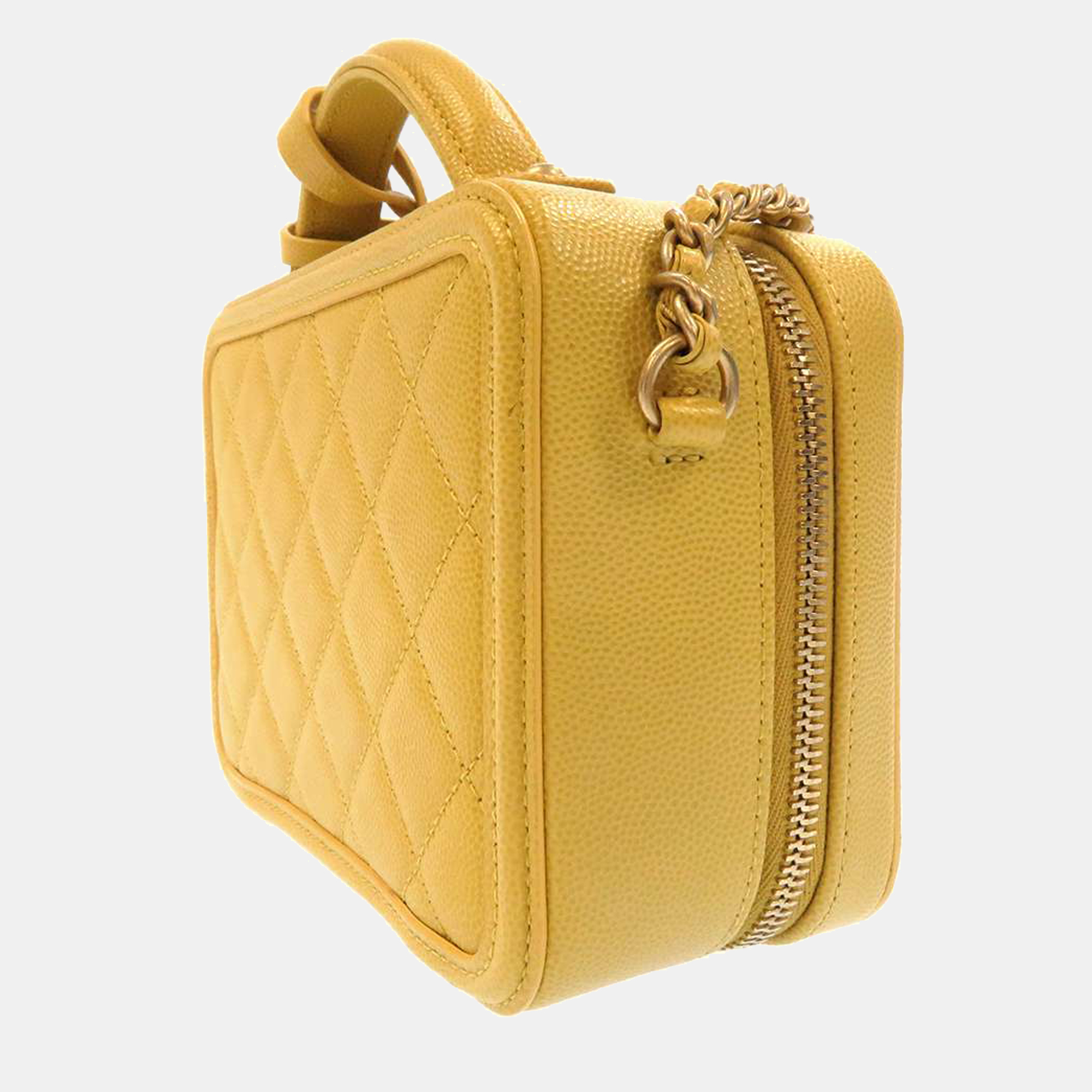

Chanel Yellow CC Filigree Vanity Case