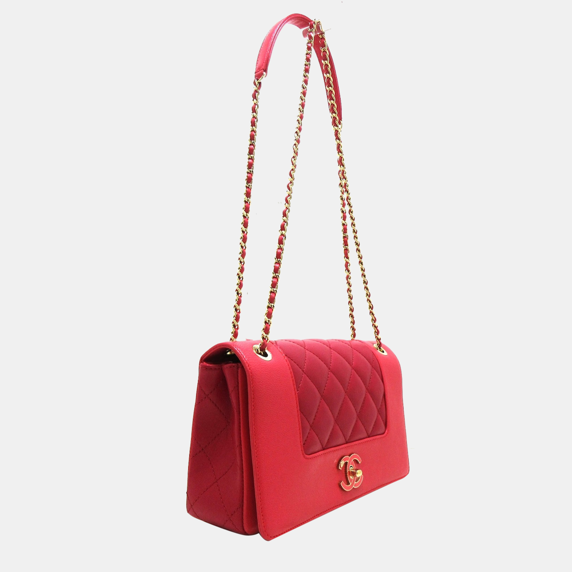 

Chanel Red Leather Mademoiselle Vintage Flap Bag