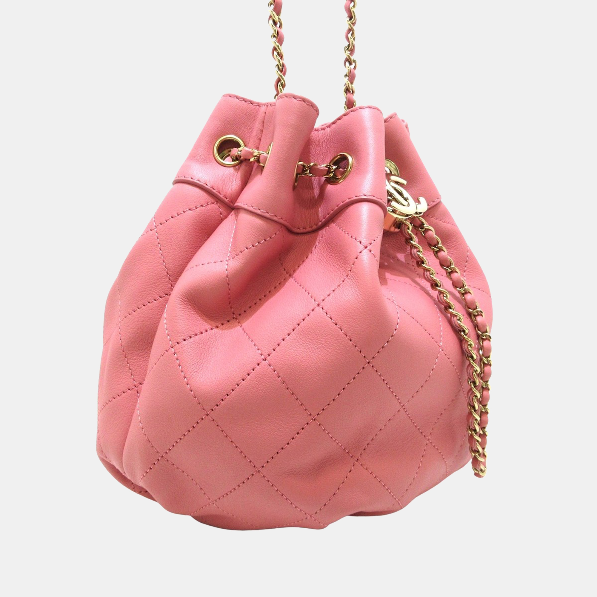 

Chanel Pink Leather CC Bucket Bag