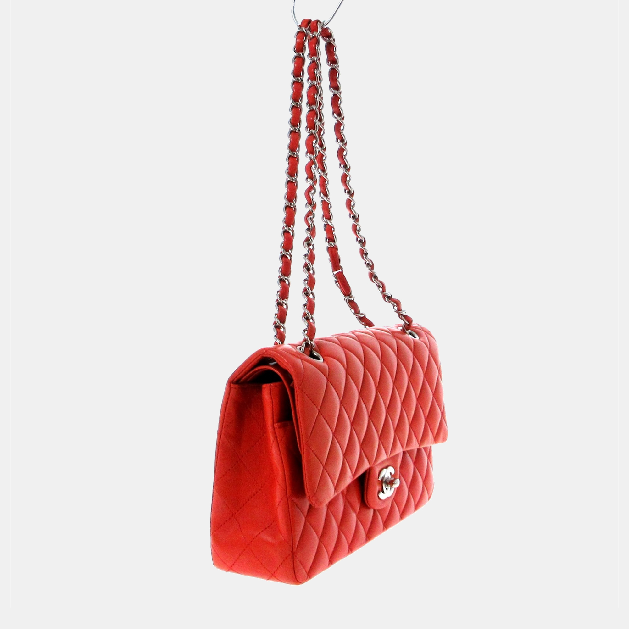 

Chanel Red Leather Double Flap Bag