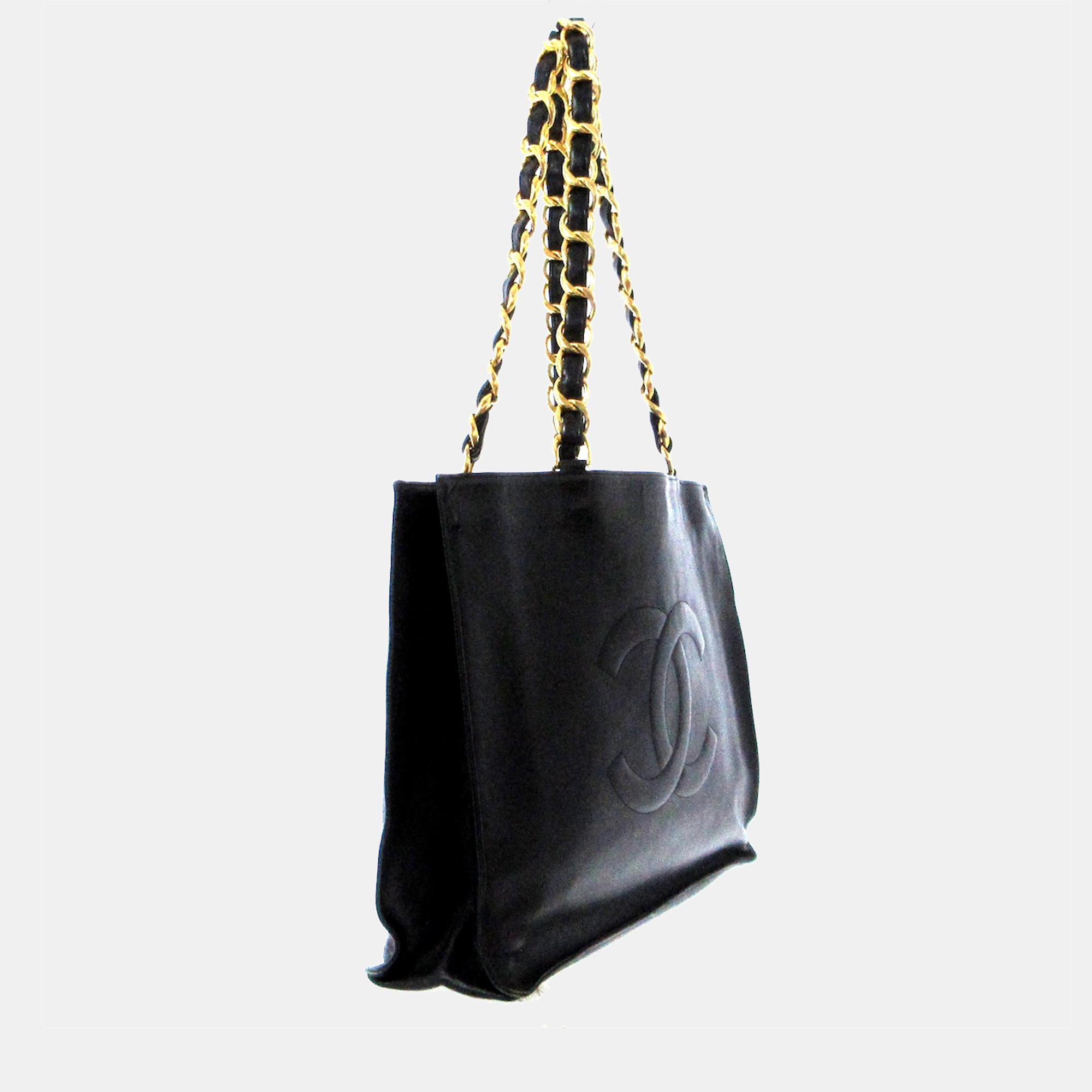 

Chanel Black Leather Shopping Tote Bag