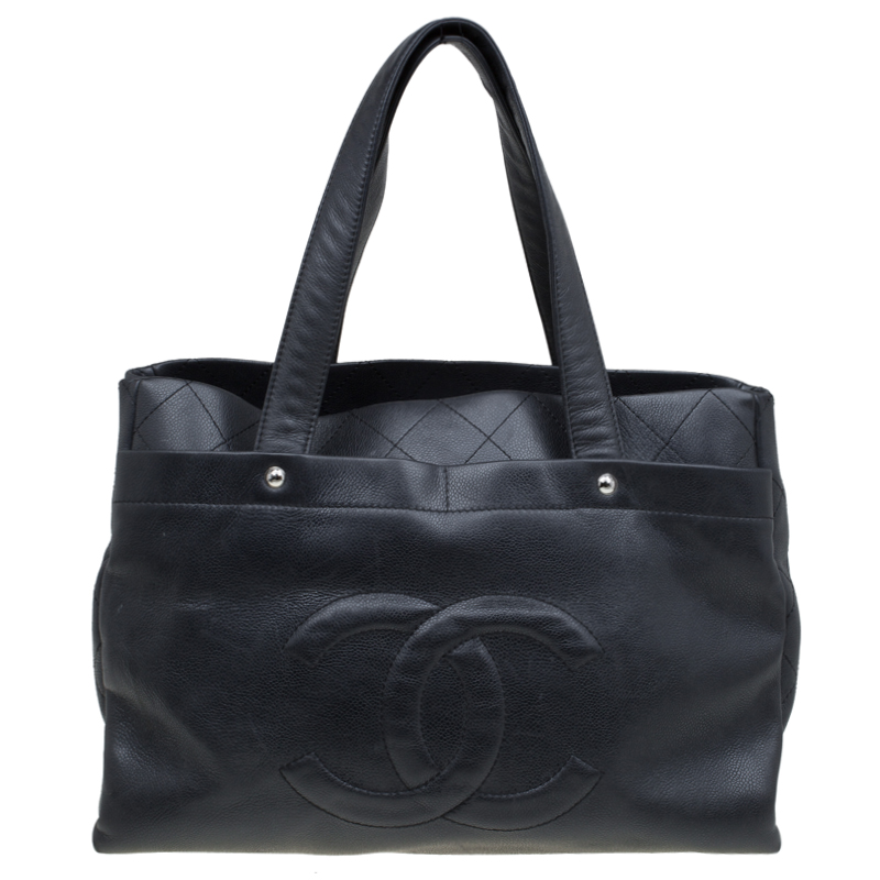 Pre Owned Chanel Black Caviar Leather Large CC Tote